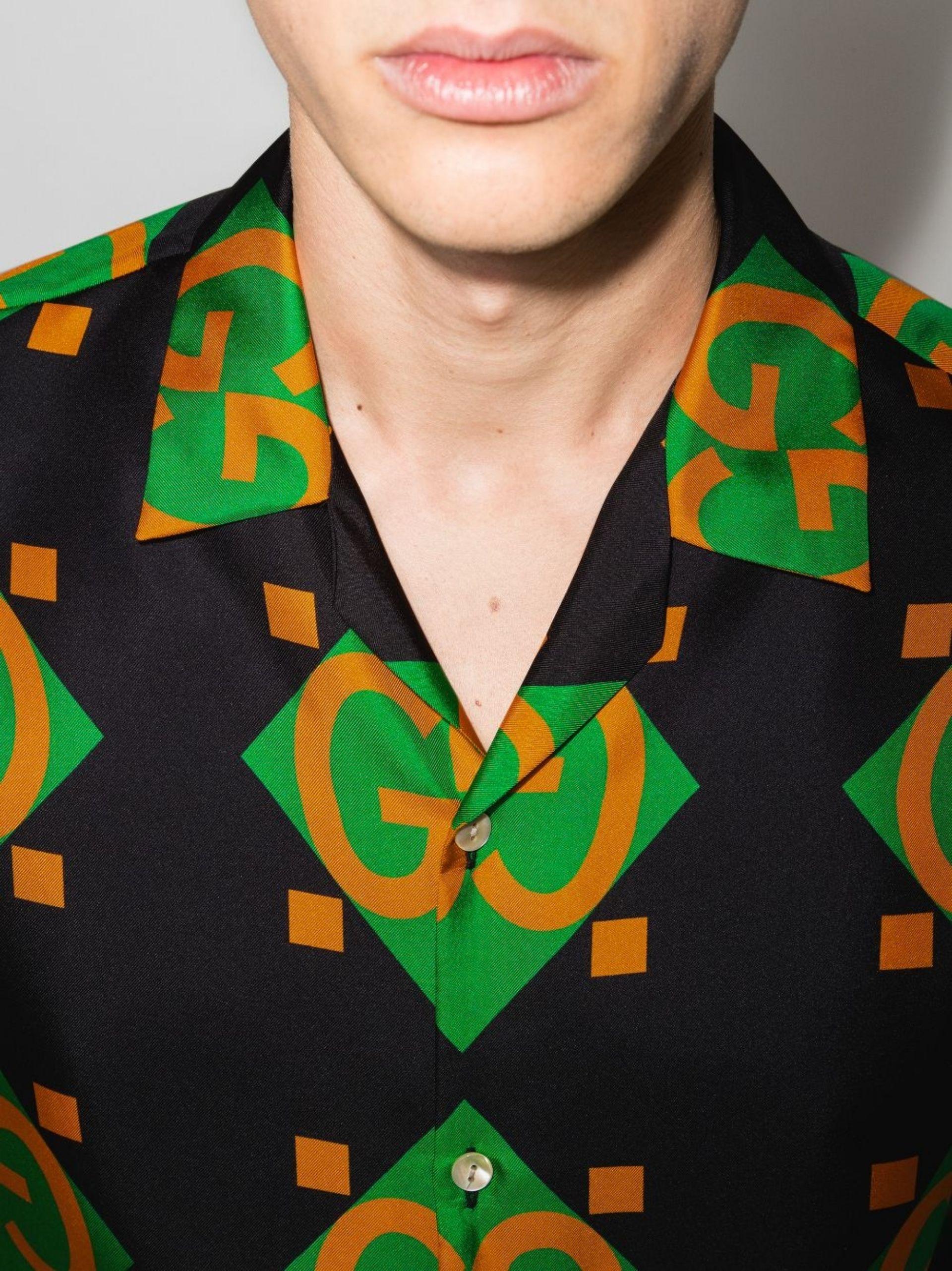 Gucci Printed Silk Bowling Shirt For Sale at 1stDibs