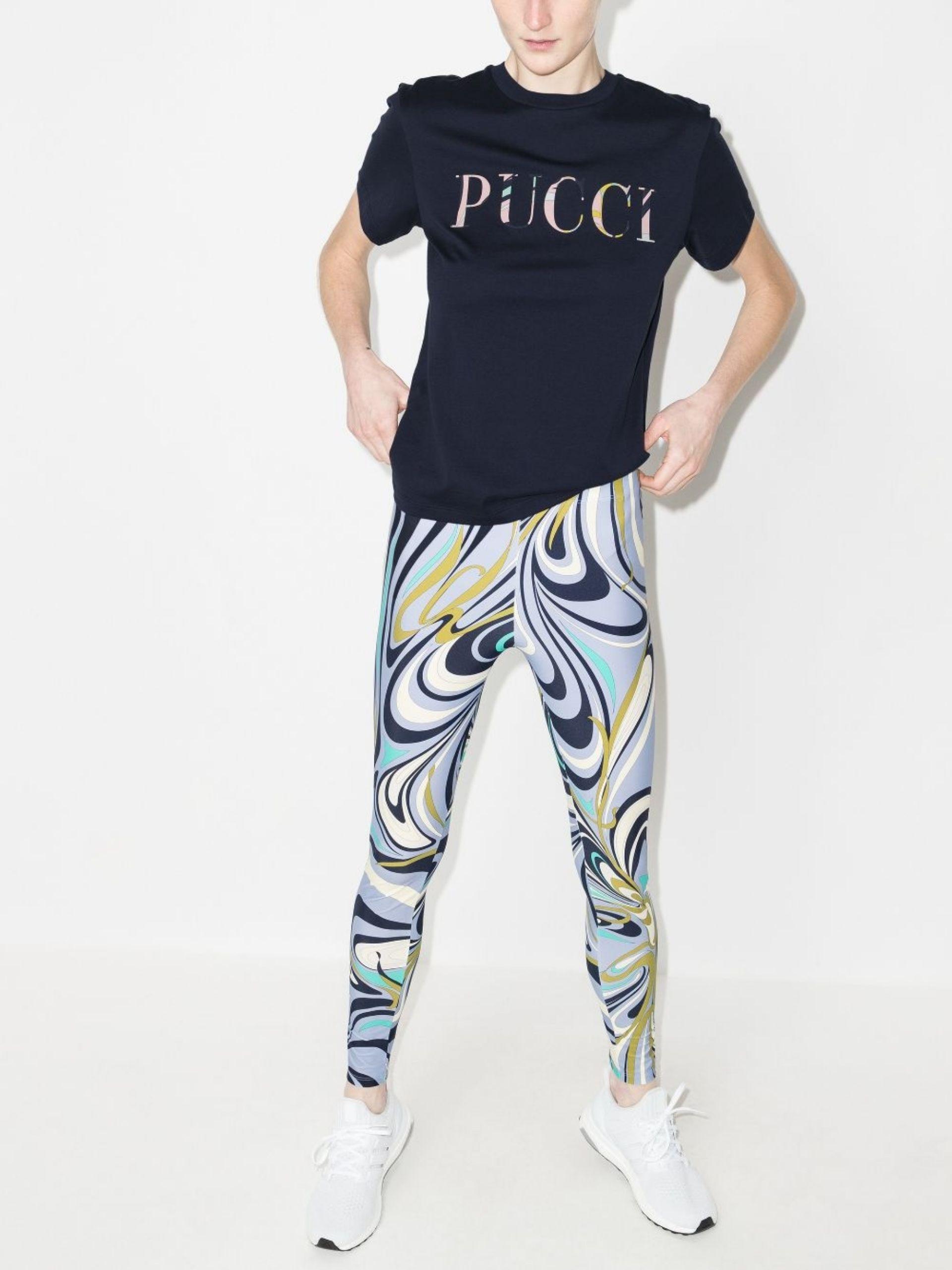 Emilio Pucci Logo Print Cotton T-shirt in Blue | Lyst