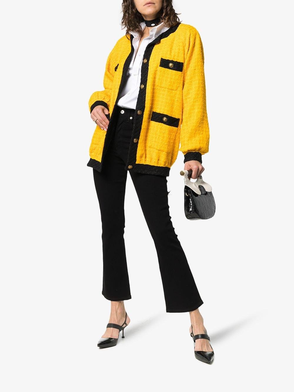 Gucci Oversize Tweed Bomber Jacket in Yellow | Lyst