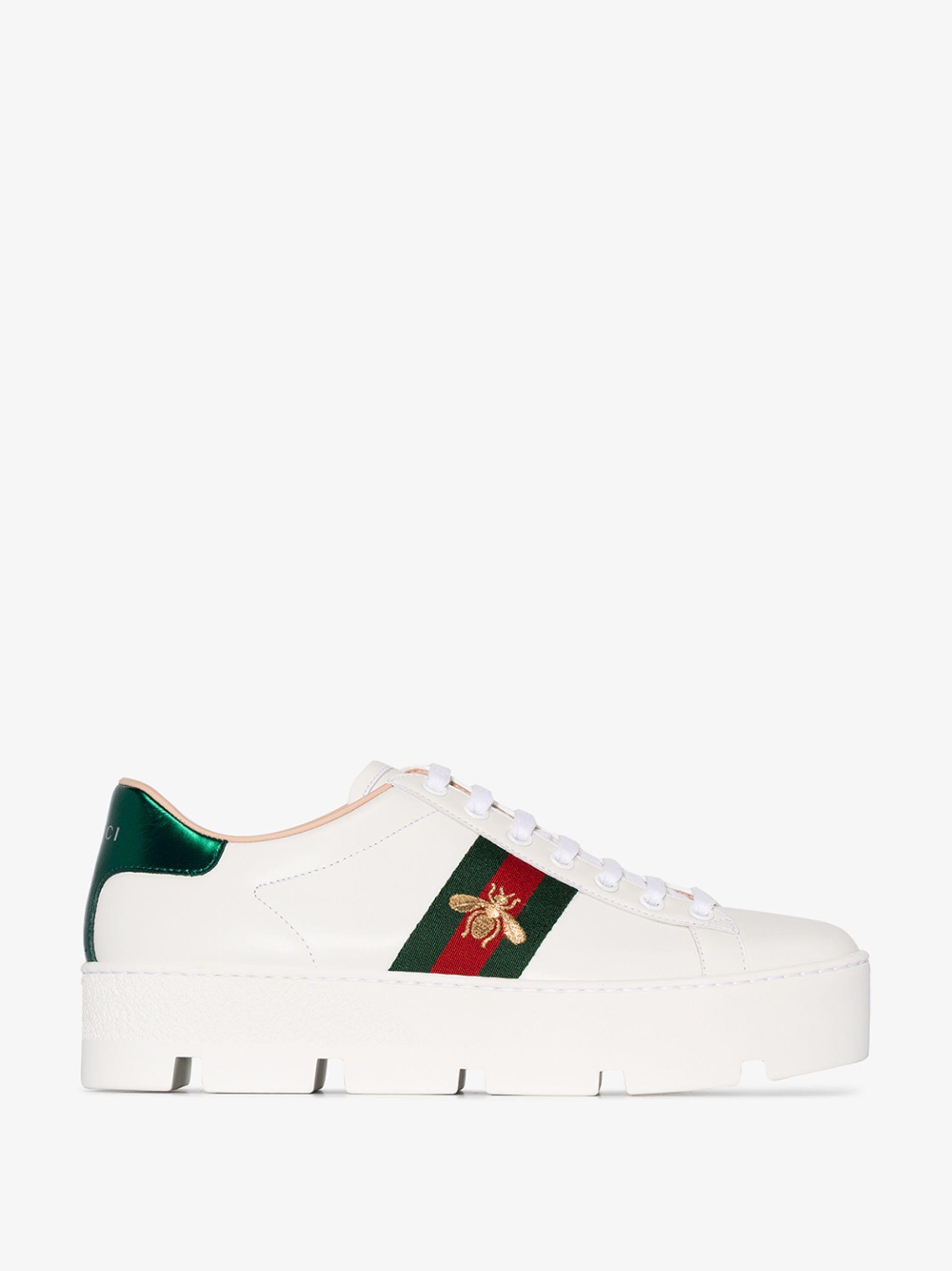 Gucci Ace Appliquéd Webbing-trimmed Leather Sneakers - White
