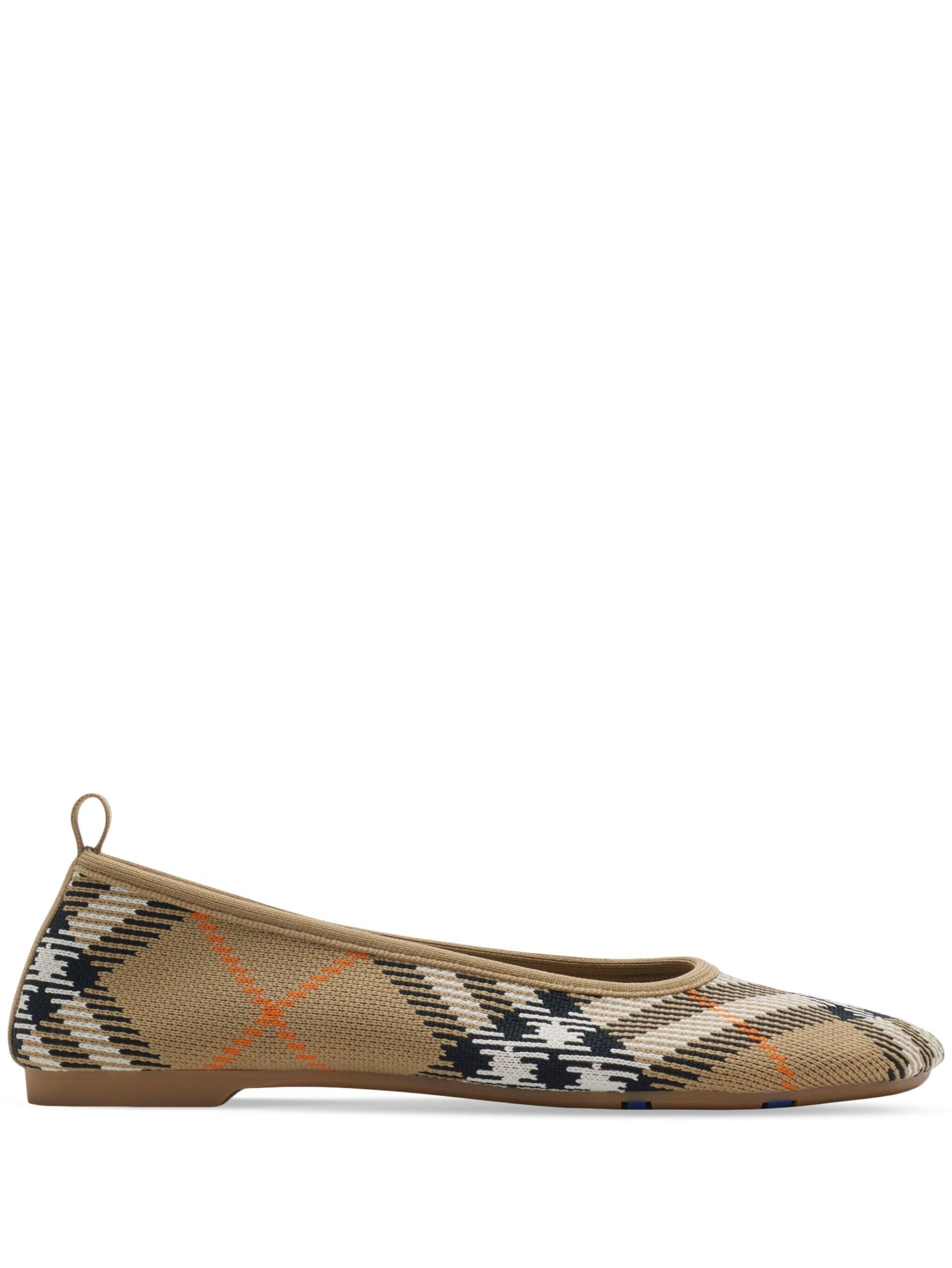 Burberry Checkered Knitted Ballerina Shoes in Brown Lyst