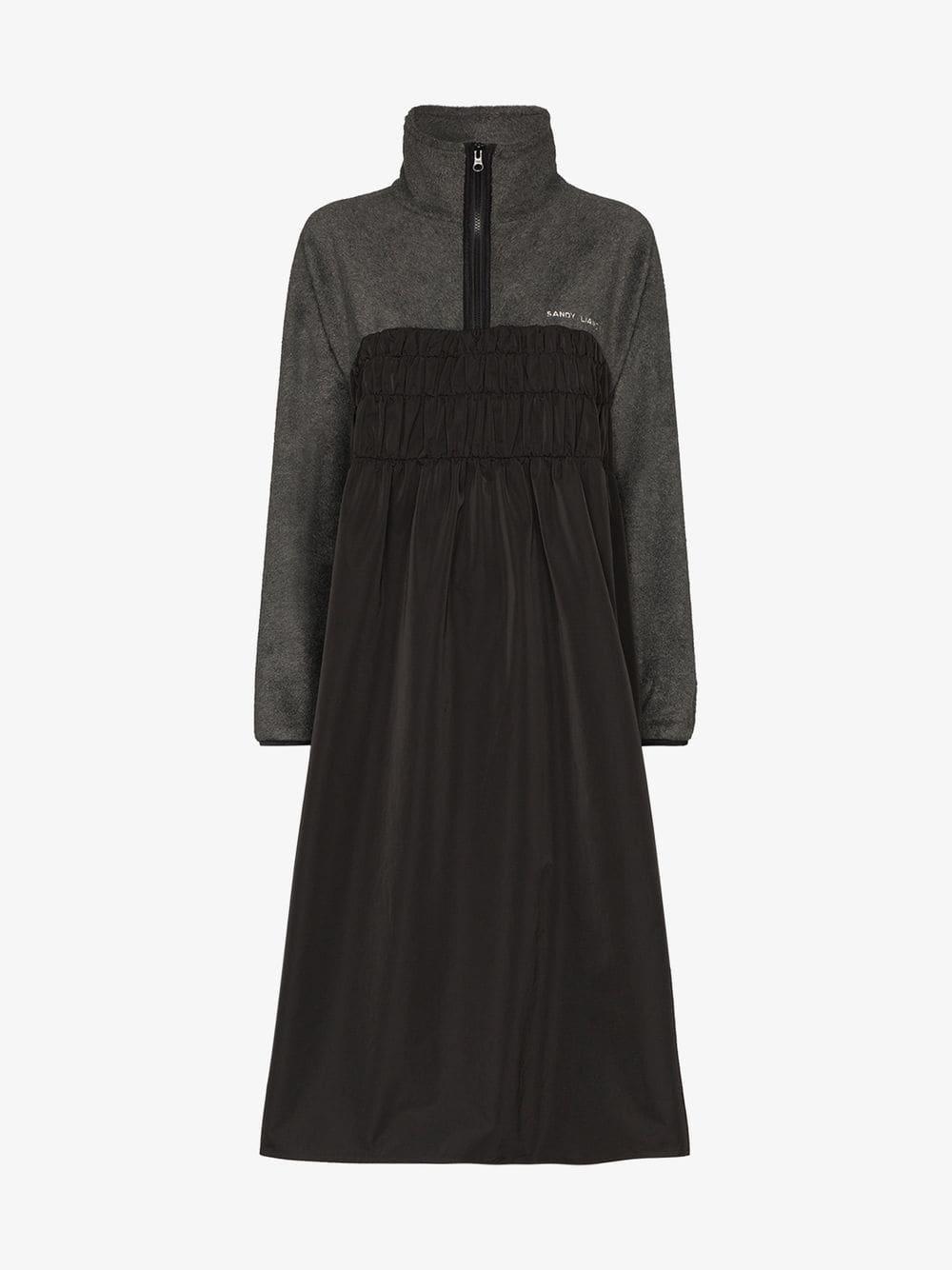 Sandy Liang Mary Mary Fleece Dress in Black