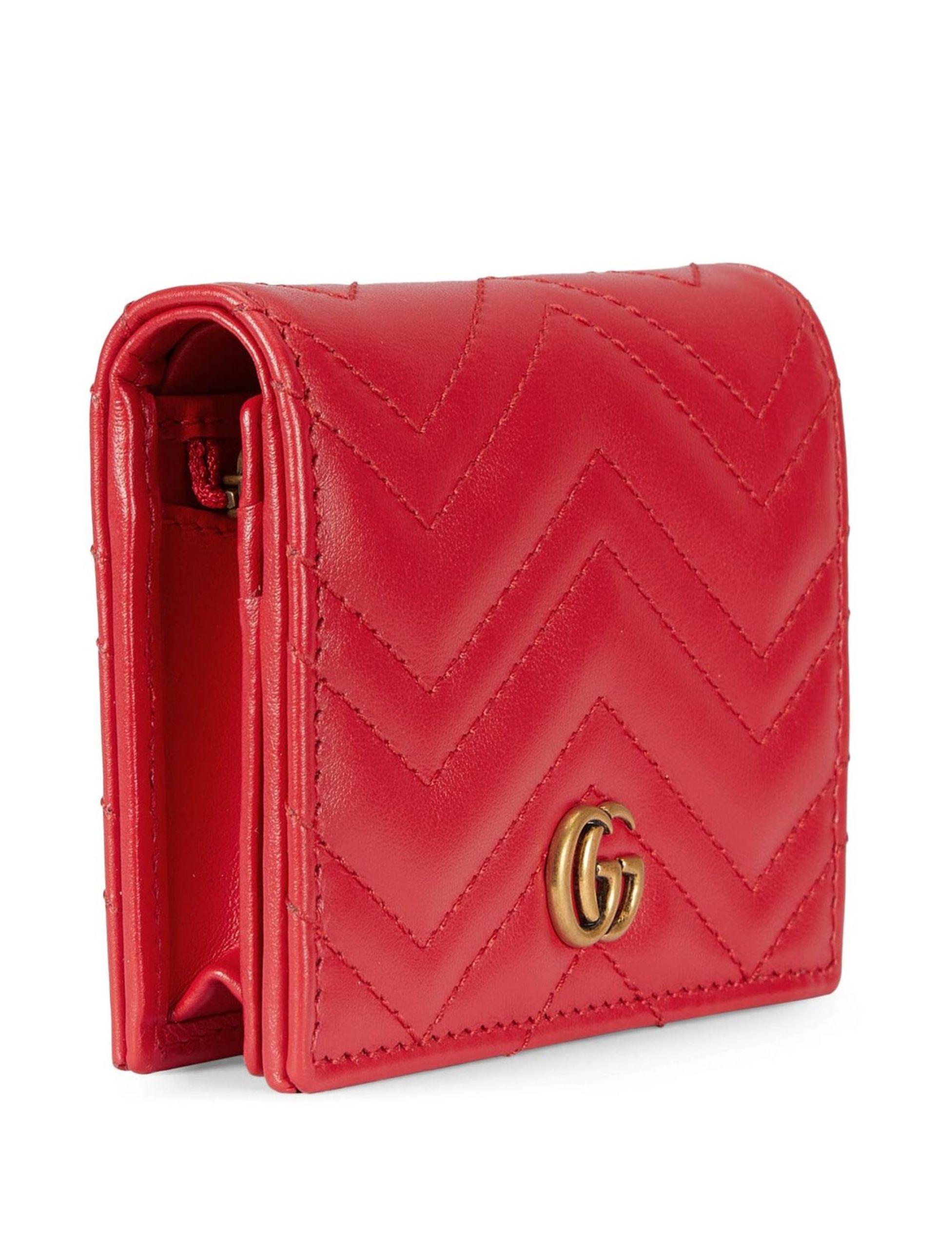 GUCCI Petite Marmont coated-canvas and metallic textured-leather wallet