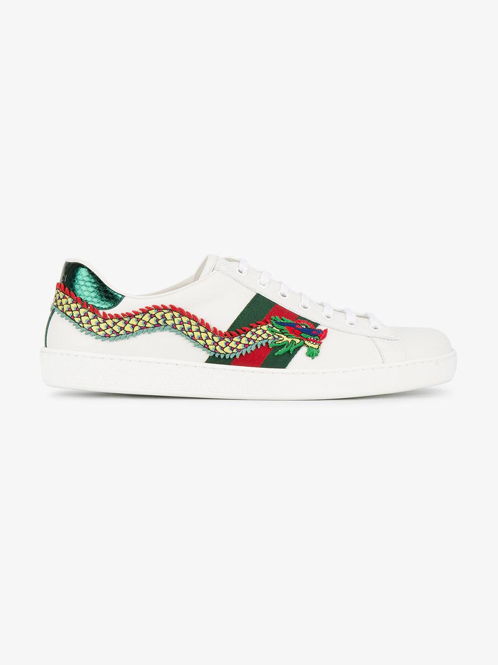 gucci ace embroidered dragon