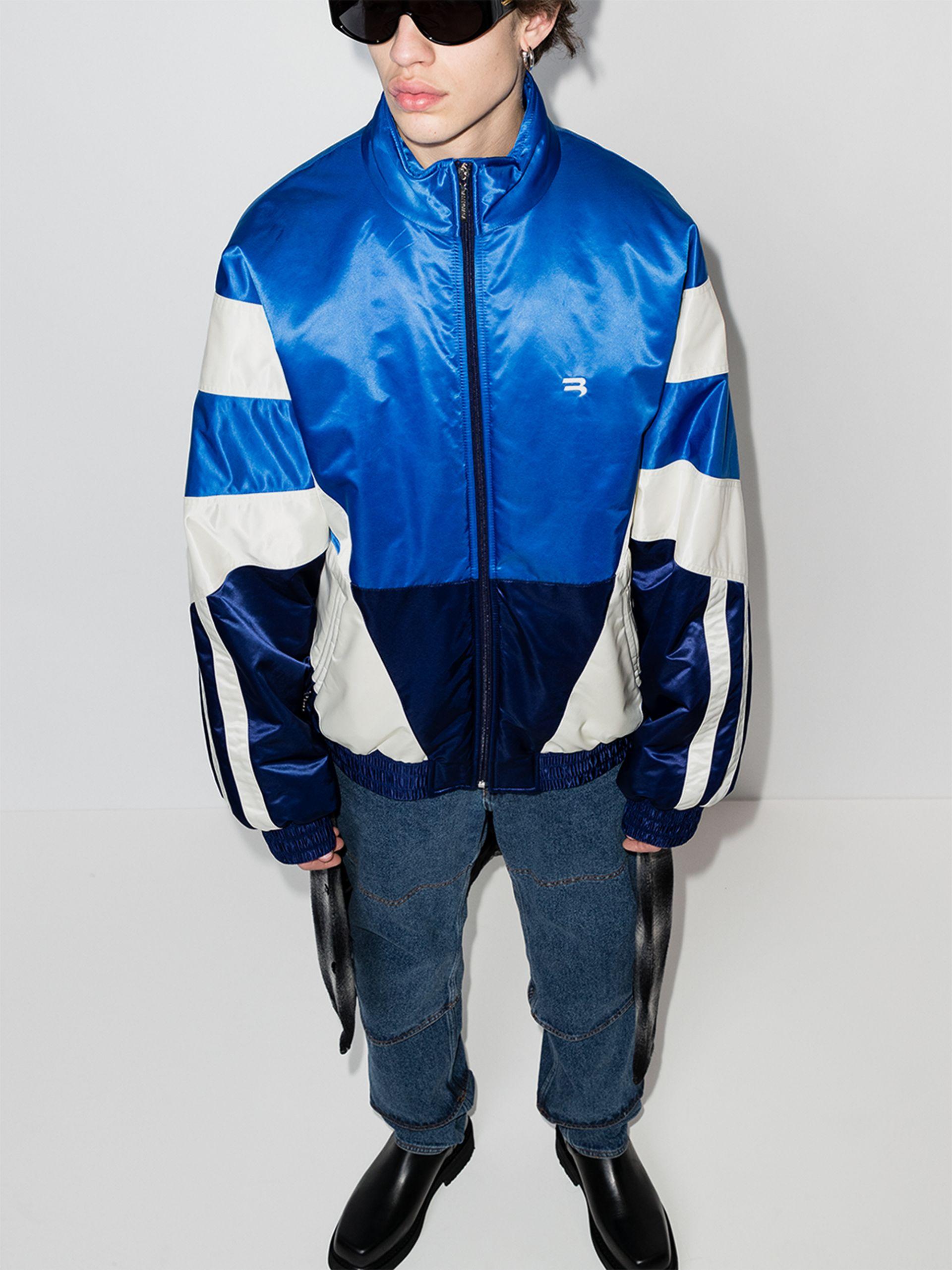 Balenciaga Panelled Padded Track Jacket in Blue for Men | Lyst
