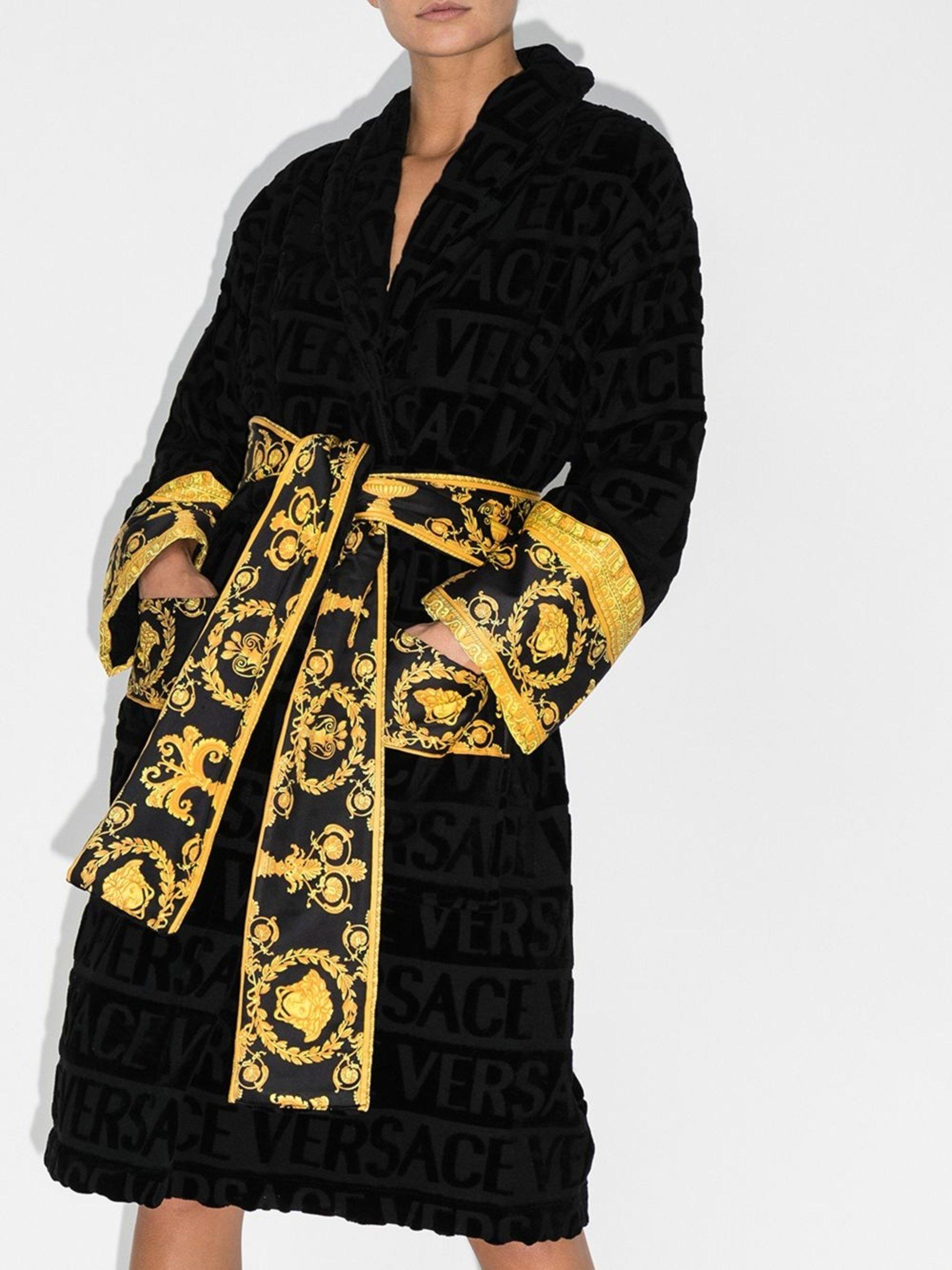 Versace I Love Baroque Cotton Robe - Unisex - Cotton in Black | Lyst