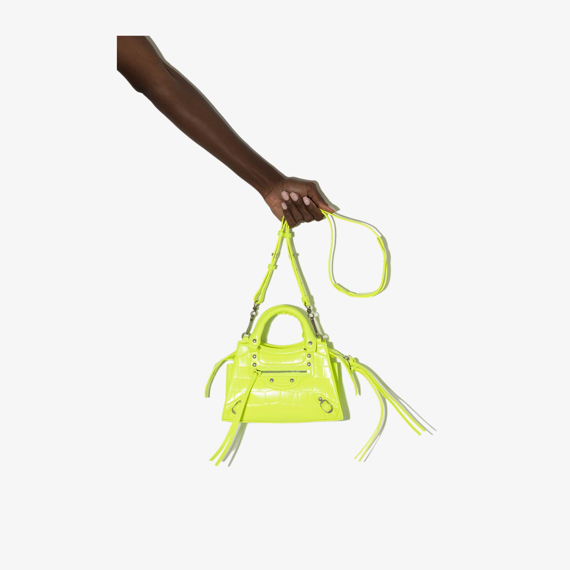 Balenciaga Neon Yellow Neo Classic Mini Mock Croc Top Handle Bag - -  Leather | Lyst