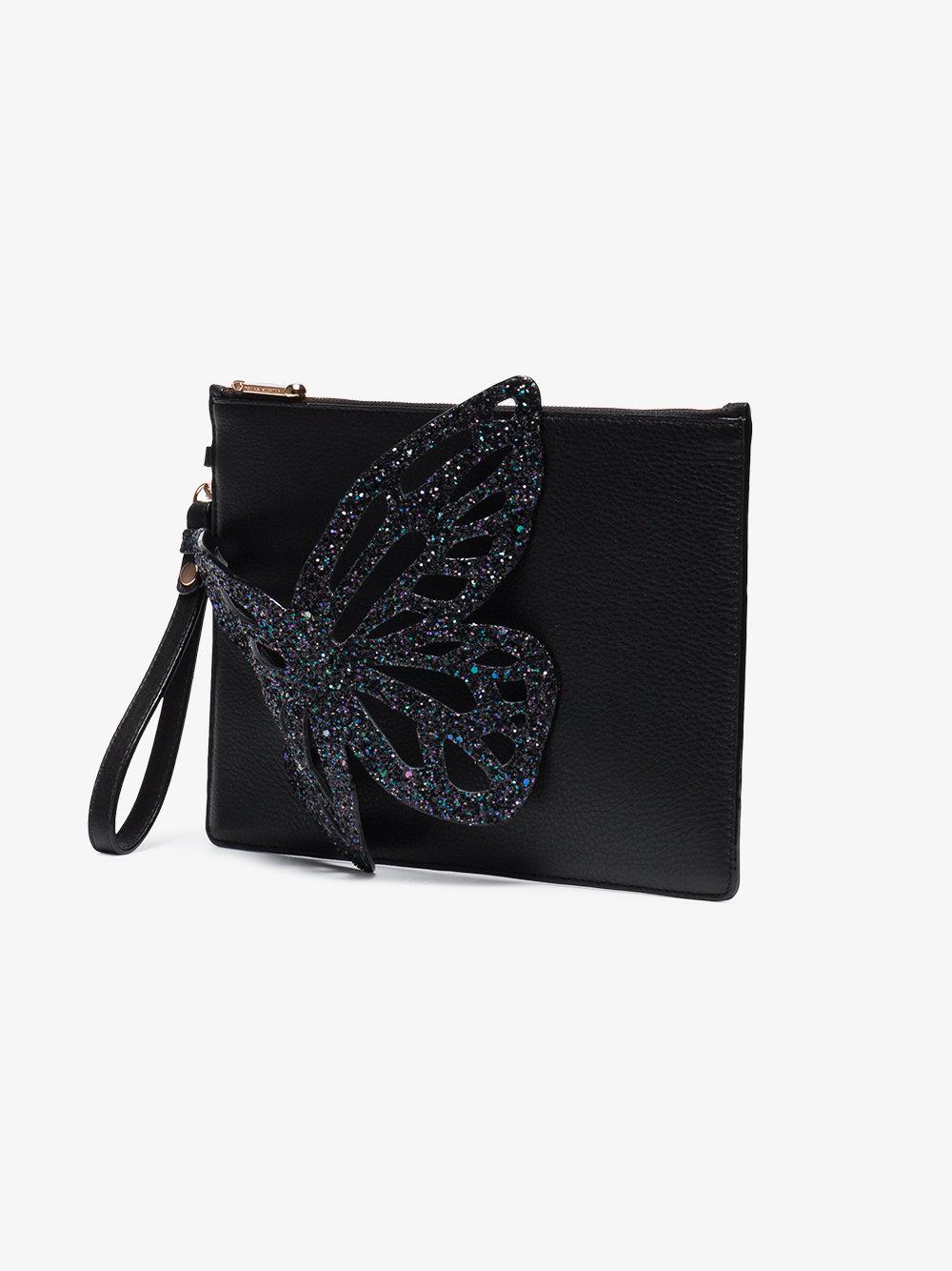 Sophia Webster Flossy Glitter Butterfly Clutch in Black | Lyst
