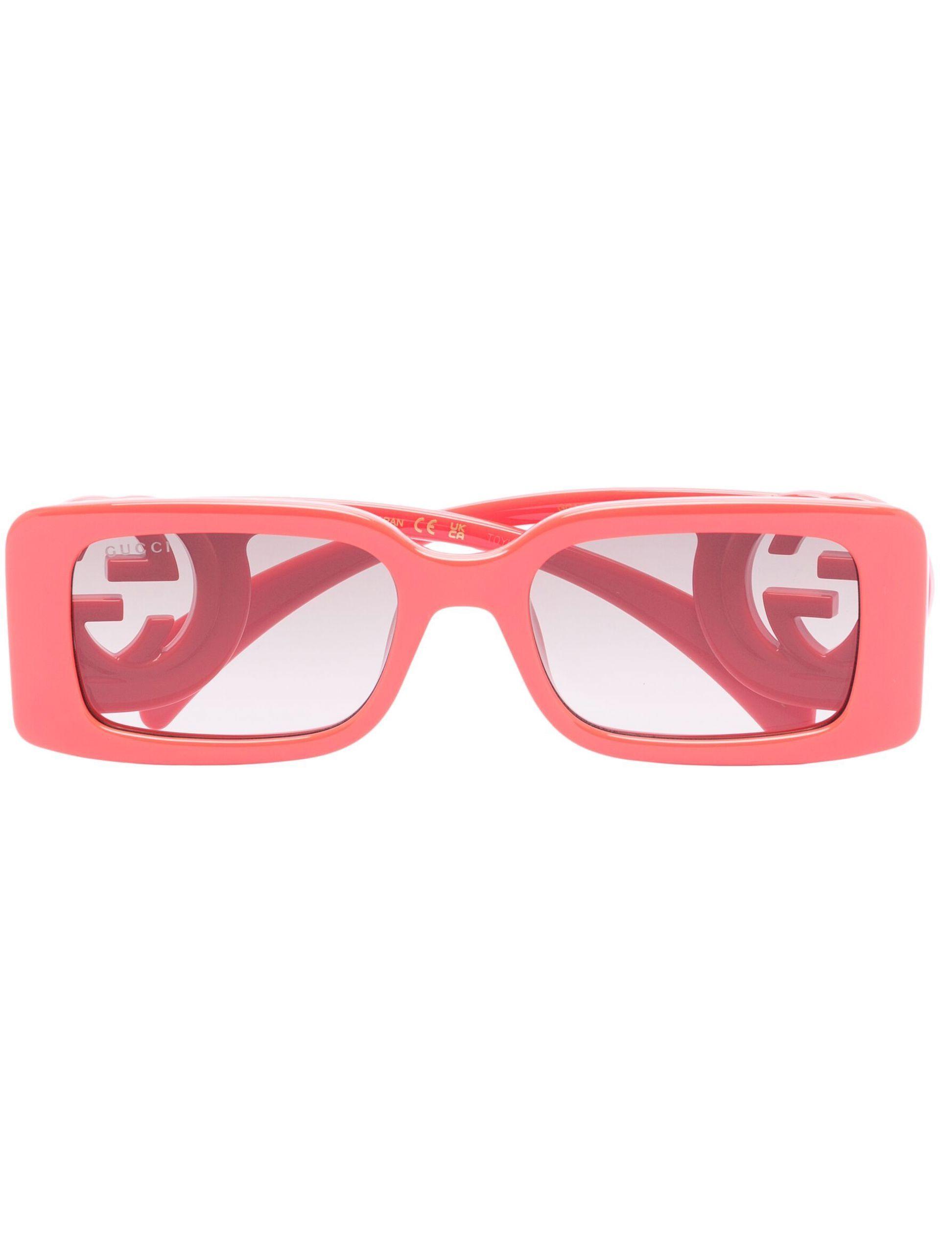 Gucci Chaise Lounge Rectangle-frame Sunglasses in Red | Lyst