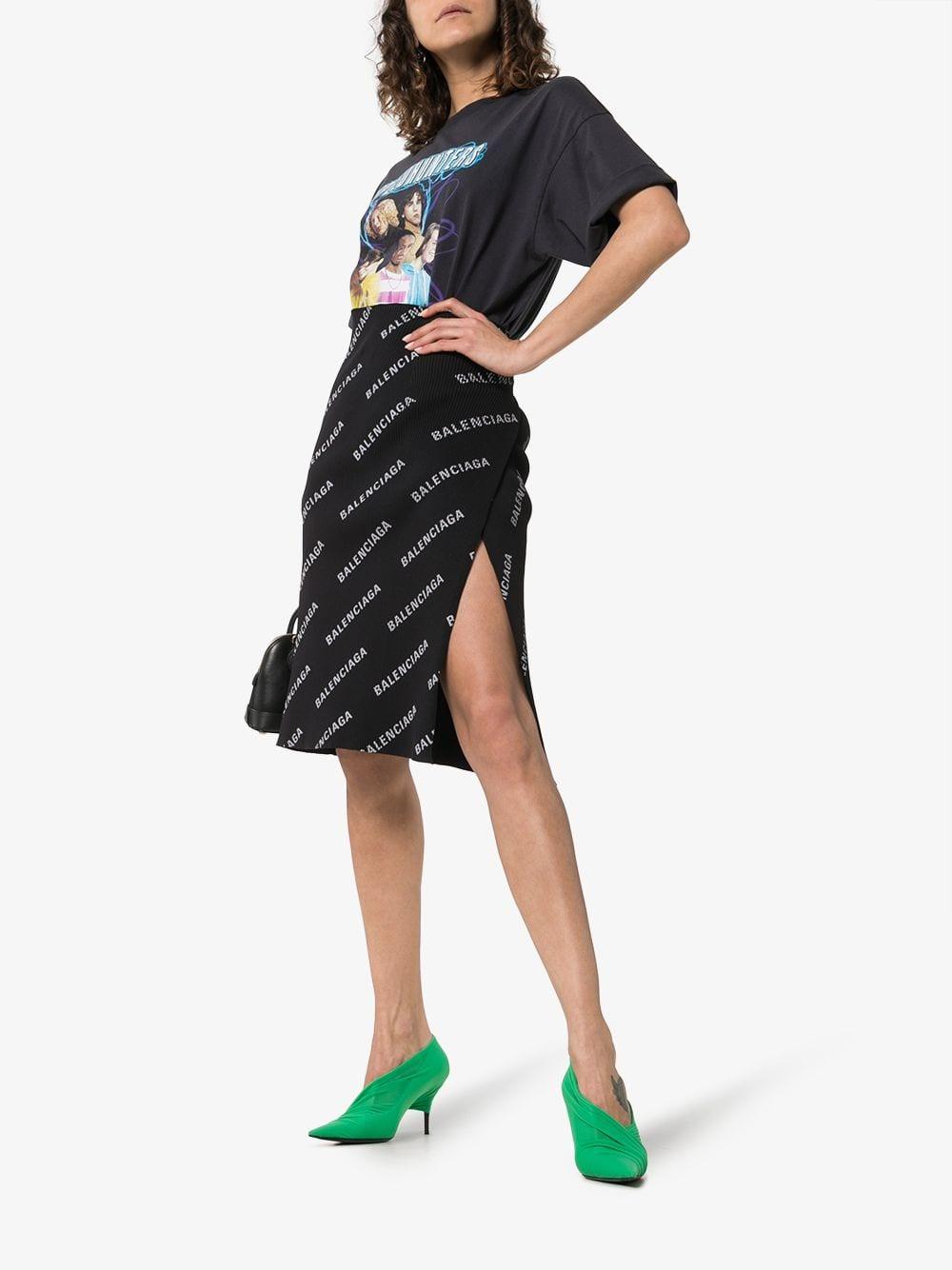 Balenciaga Logo Printed Wrap Skirt in Black | Lyst