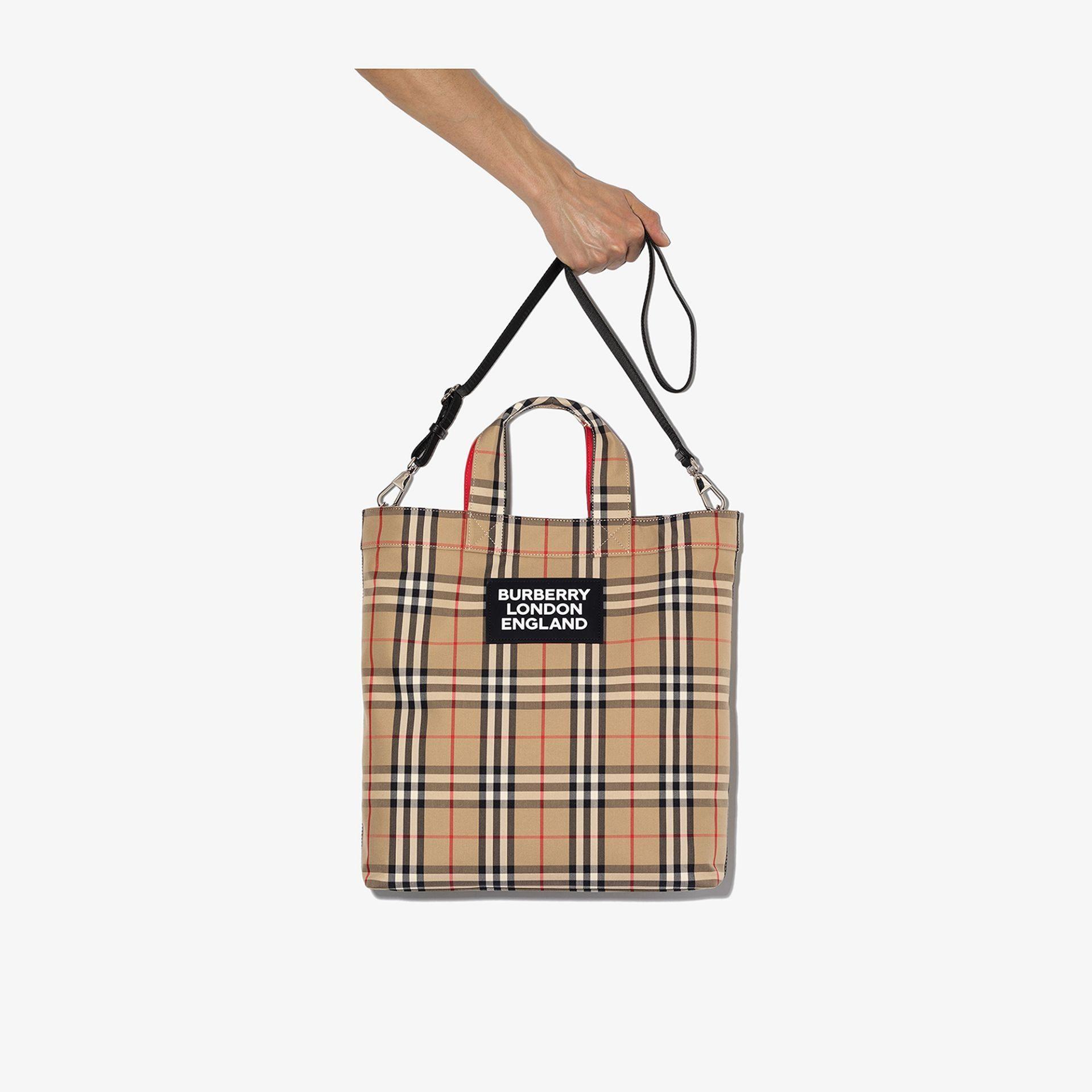 Burberry Cotton Neutral Artie Vintage Check Tote Bag for Men - Lyst