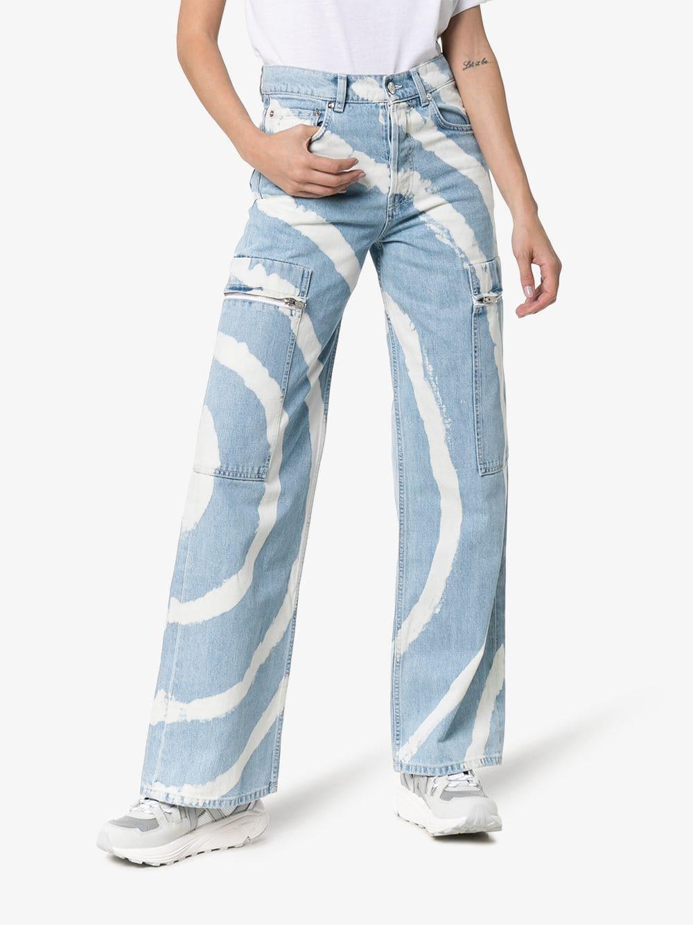 Ganni Denim Blackstone Spiral-bleached Cargo Jeans in Blue - Lyst