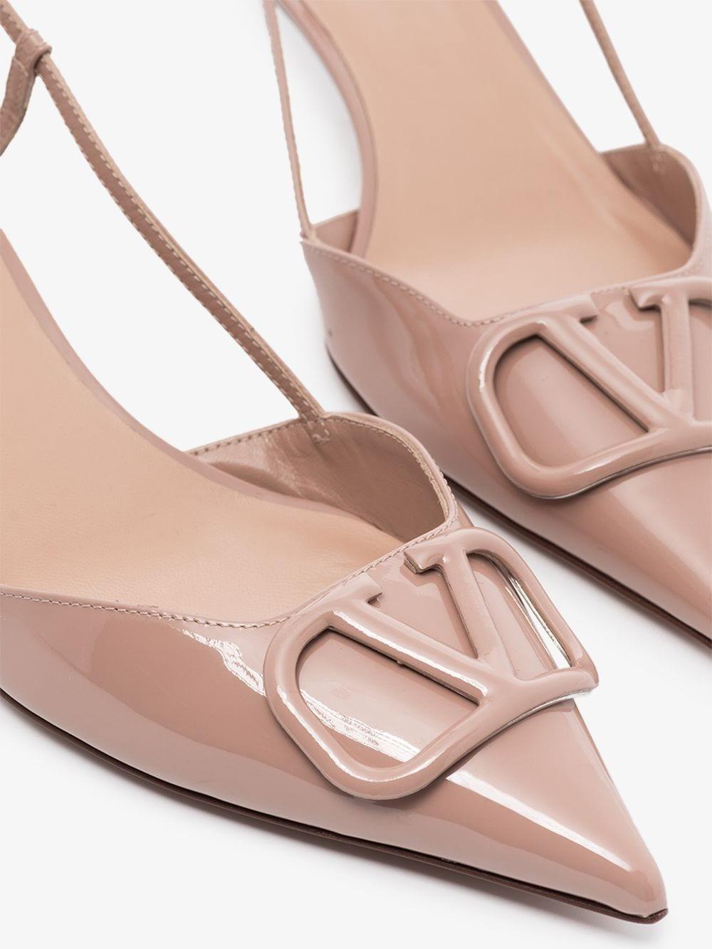 Valentino Garavani Leather Neutral Vlogo 40 Slingback Pumps - Lyst