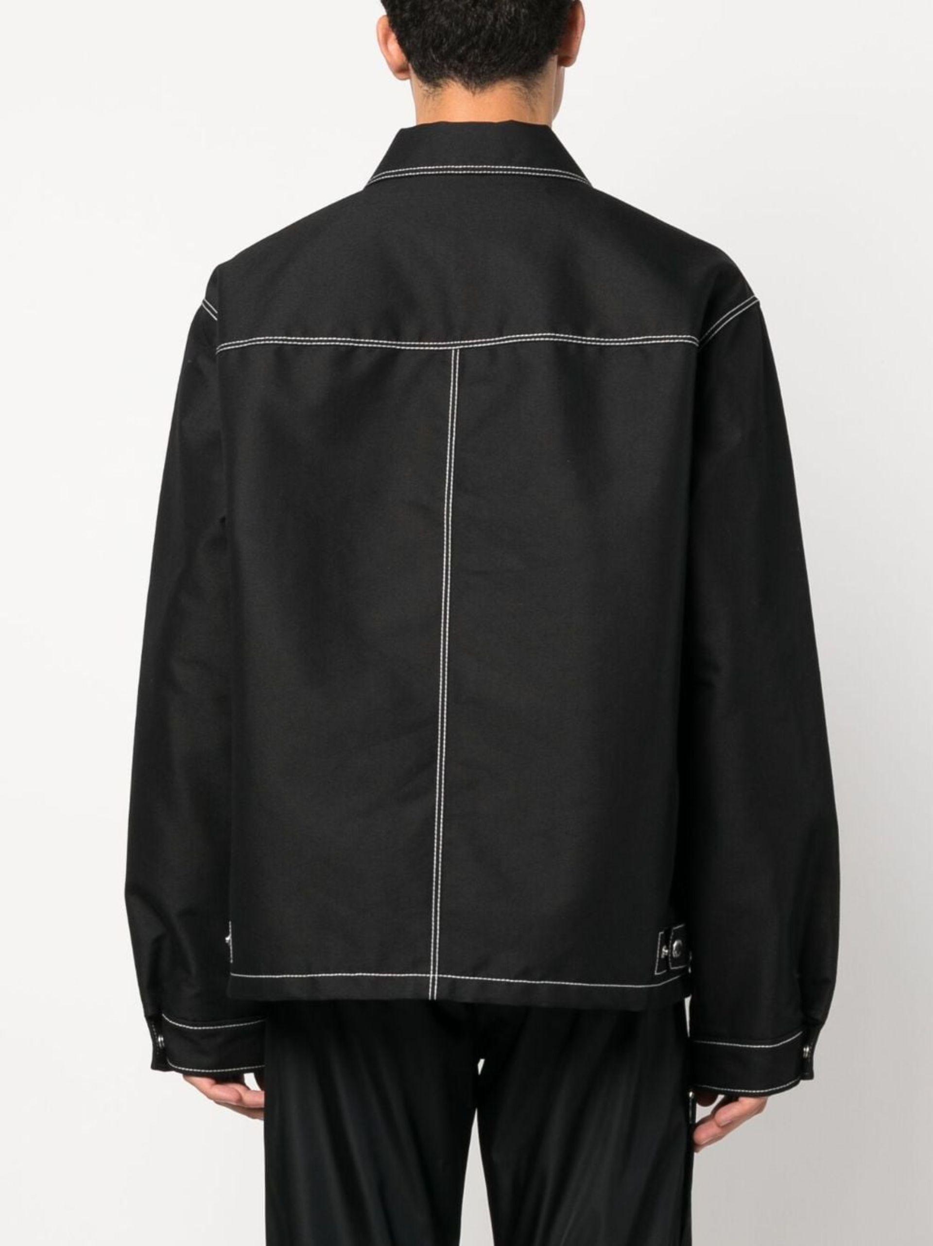 Prada Contrast-stitching Shirt Jacket in Black for Men | Lyst