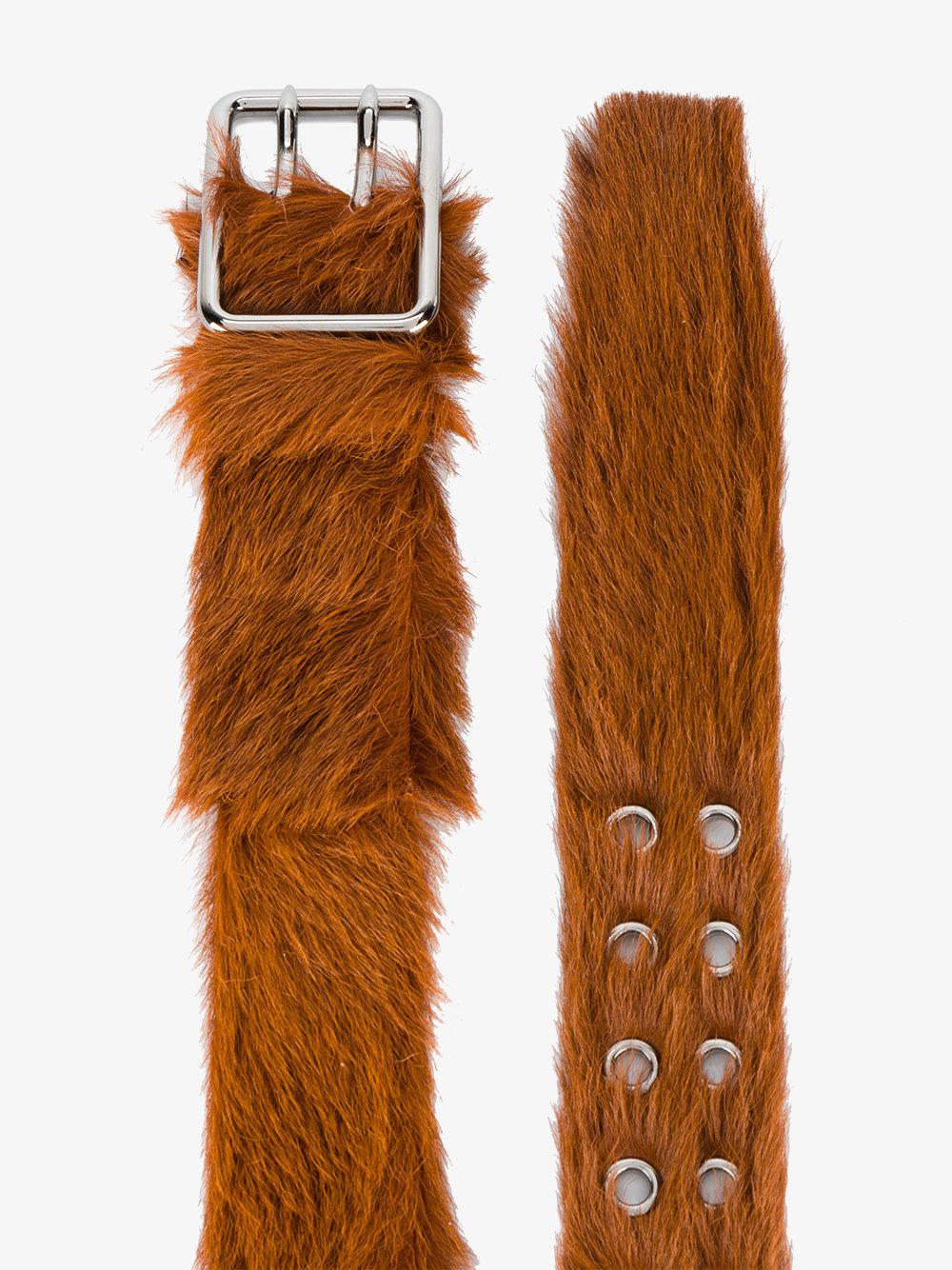 Prada Furry Belt in Brown for Men - Lyst