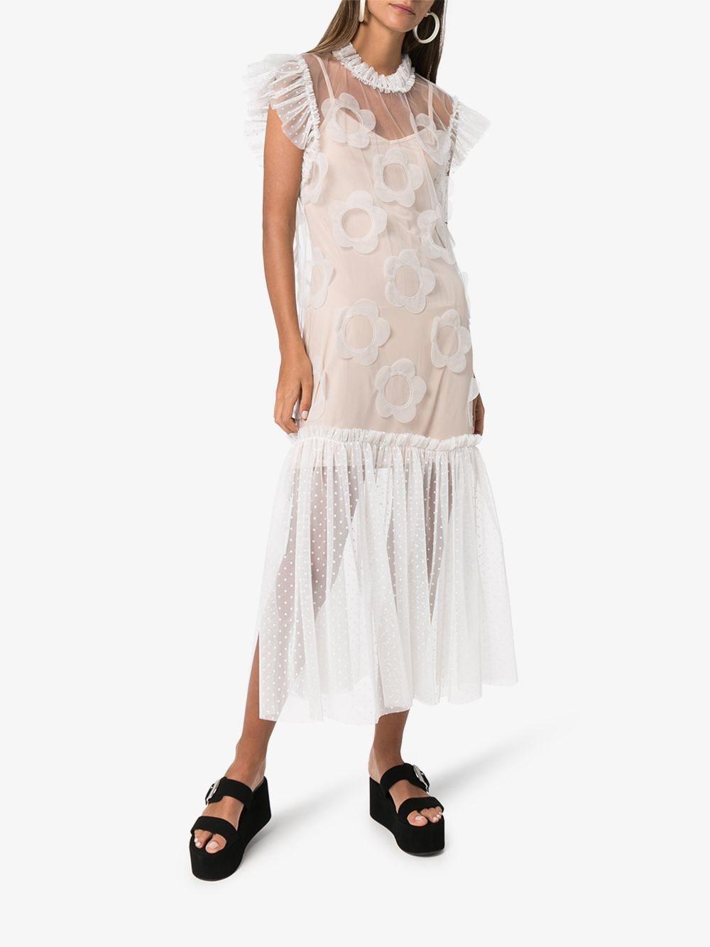 Viktor Rolf Tulle Appliqued Midi Dress In White Lyst