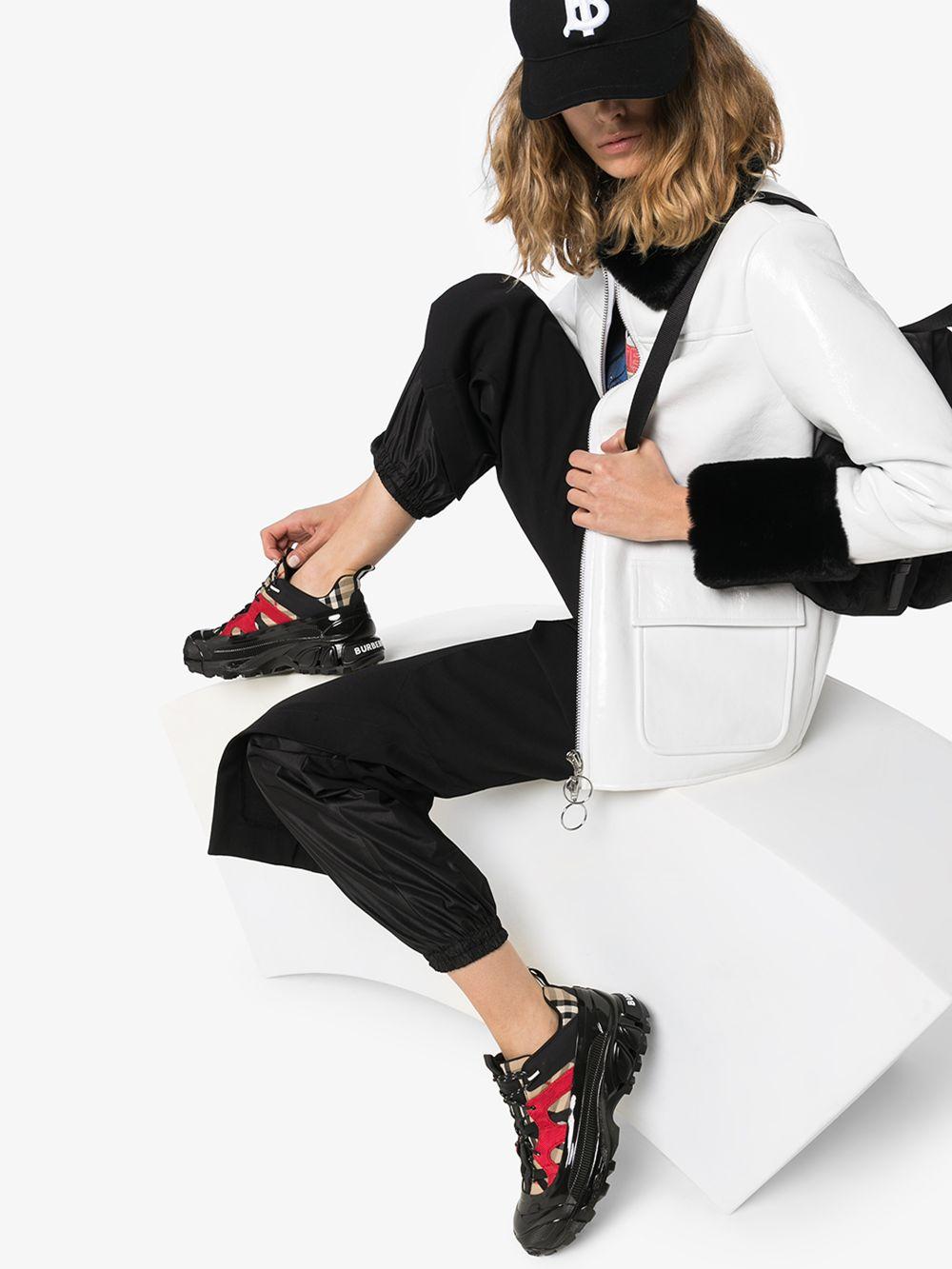 vintage check cotton and nubuck arthur sneakers