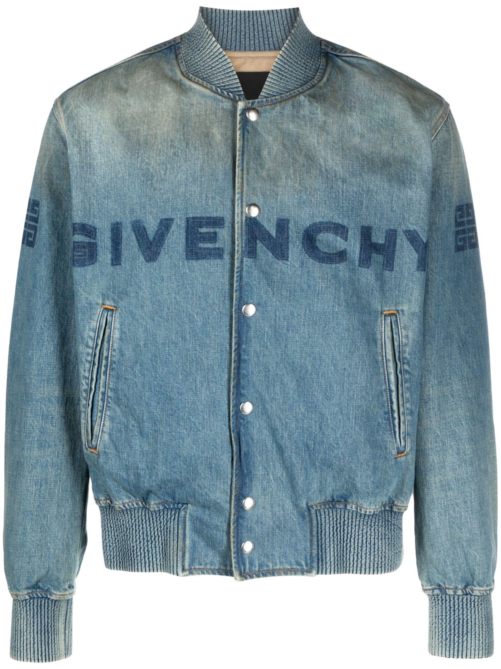 Givenchy Logo-print Denim Bomber Jacket - Men's - Cotton/cupro in Blue for  Men | Lyst