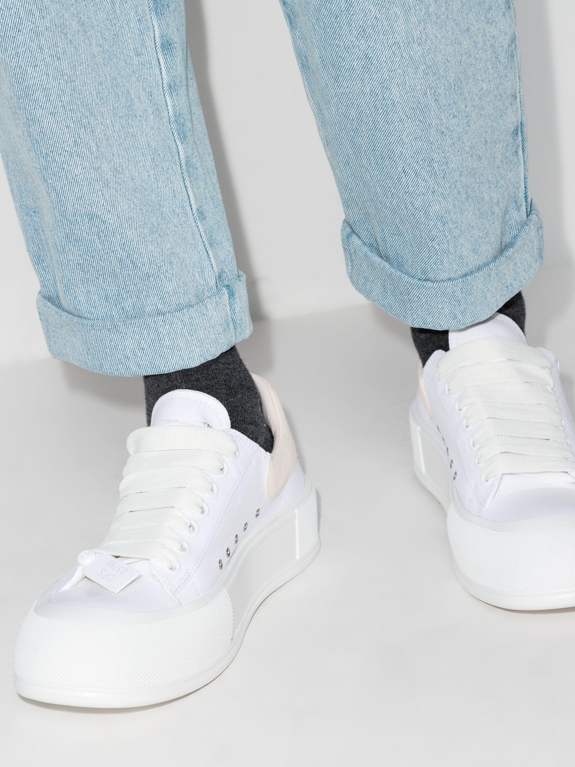Alexander McQueen White Deck Plimsoll Low Top Sneakers for Men | Lyst