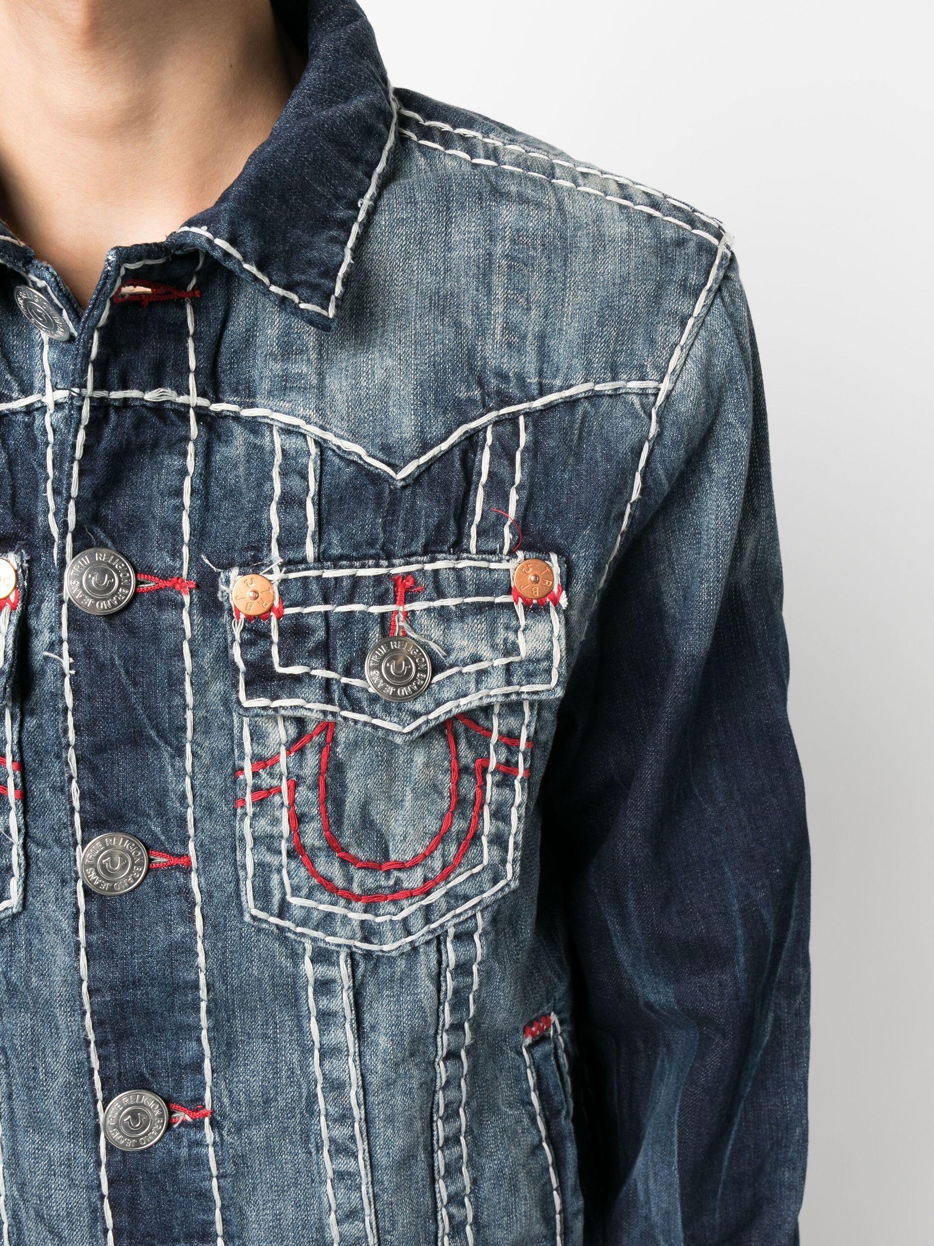 True Religion Jimmy Vintage Old Fashion Denim Jacket in Blue for