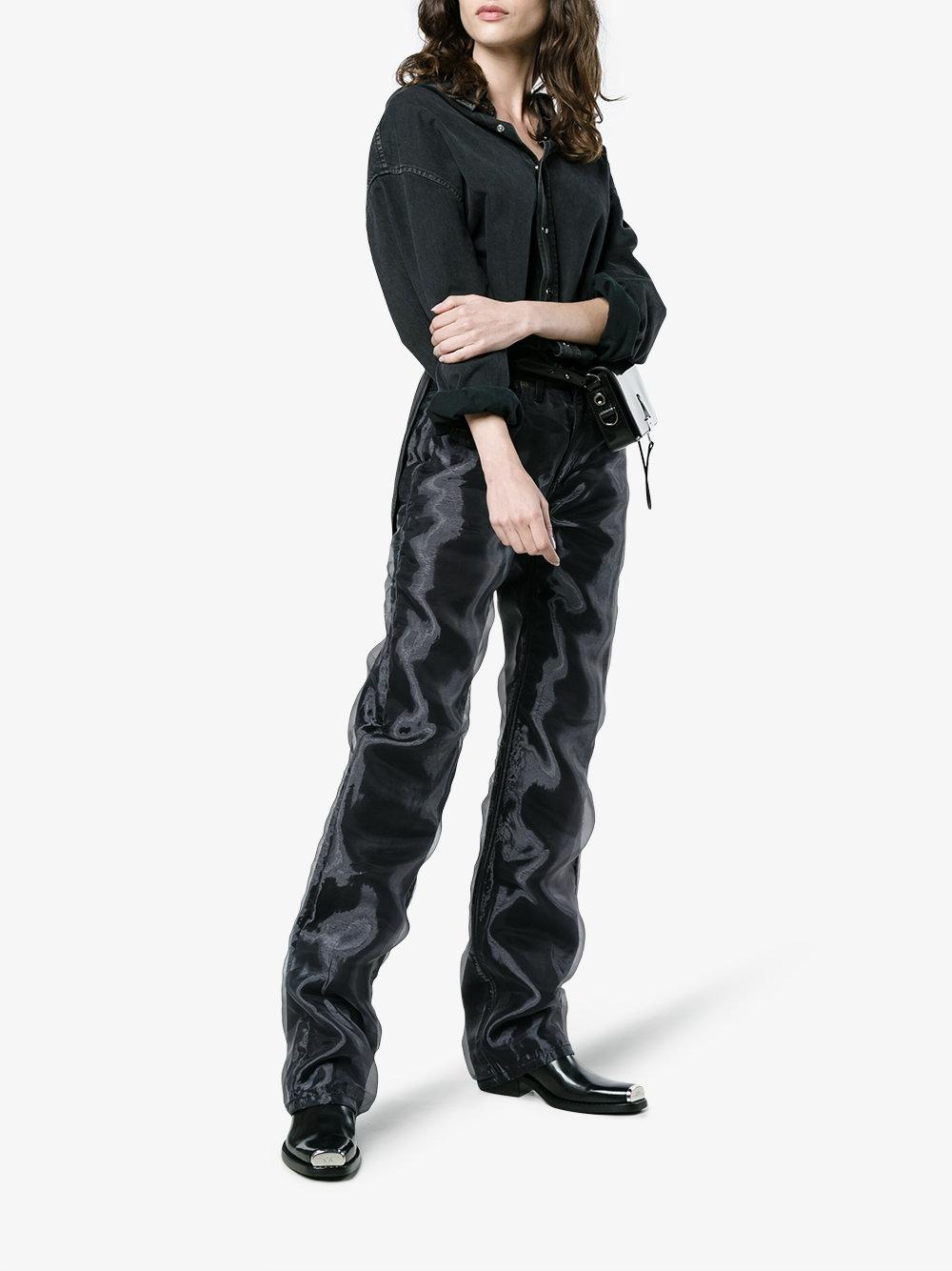 Y. Project Denim Straight Leg Jeans With Organza in Black - Lyst