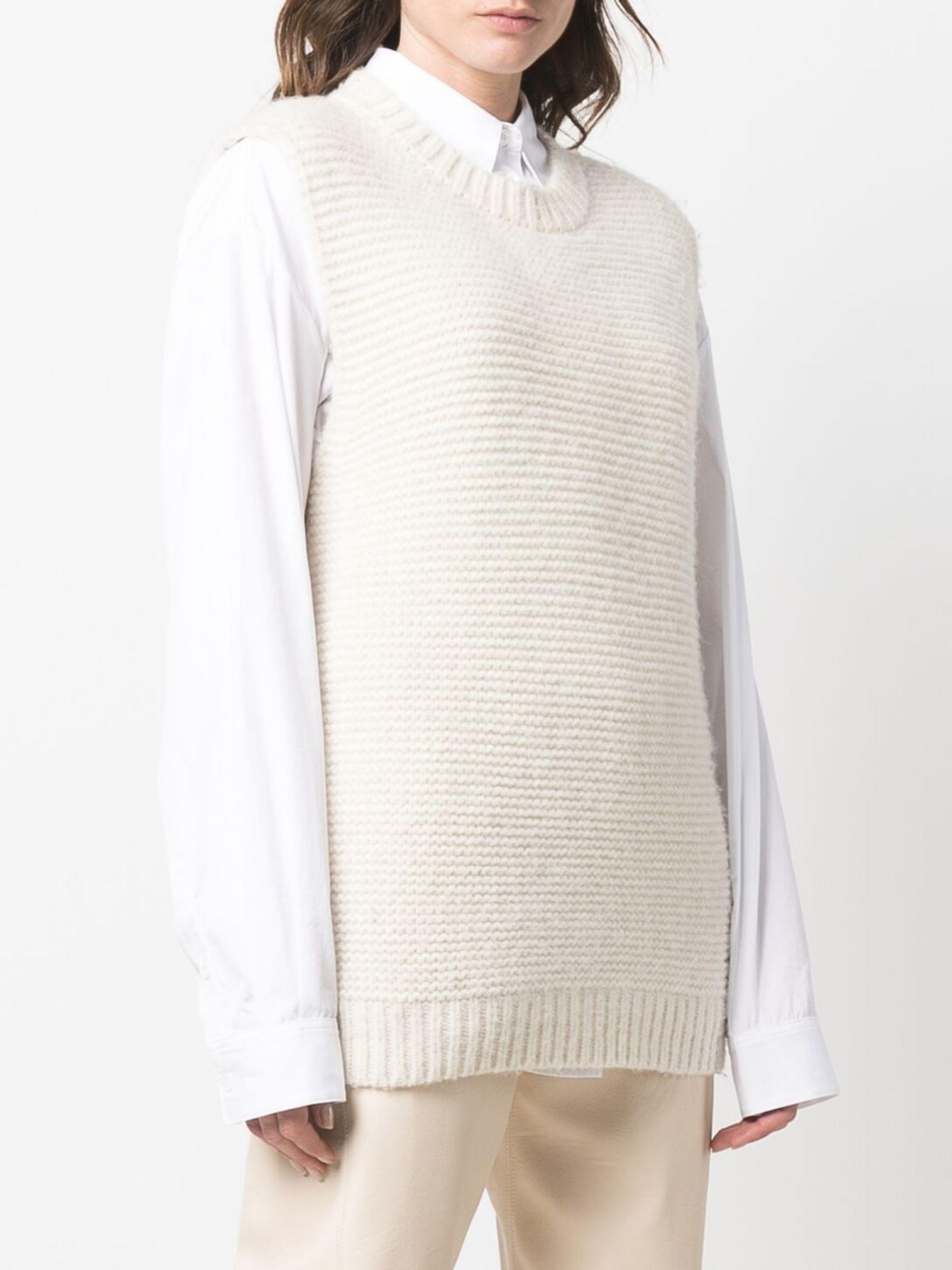 Stella McCartney Neutral Sleeveless Knitted Vest in White Womens Clothing Jumpers and knitwear Sleeveless jumpers 