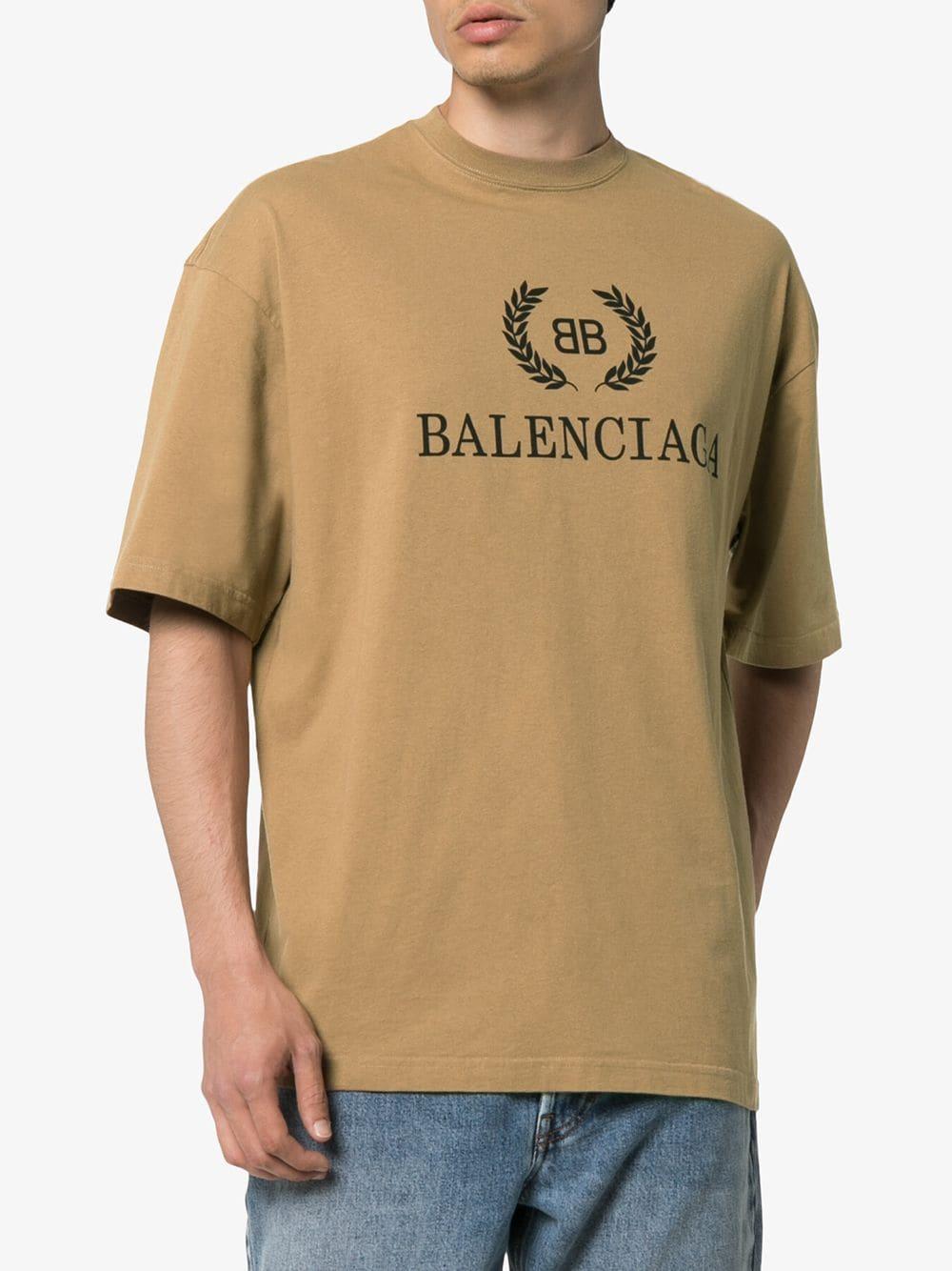 Balenciaga Bb Logo T-shirt in Brown for Men | Lyst