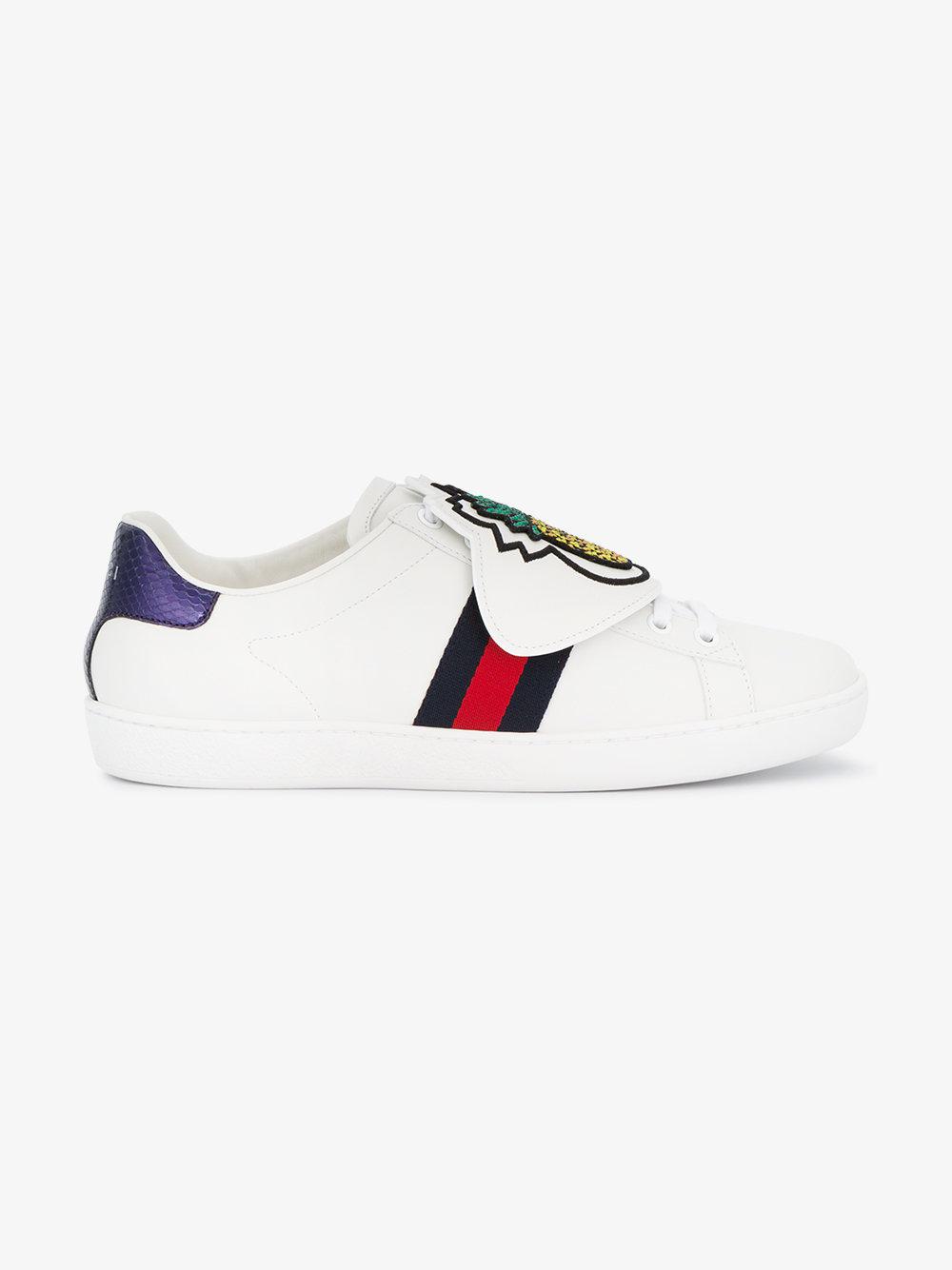 Gucci Leather 'ace' Pineapple Sneakers in White | Lyst
