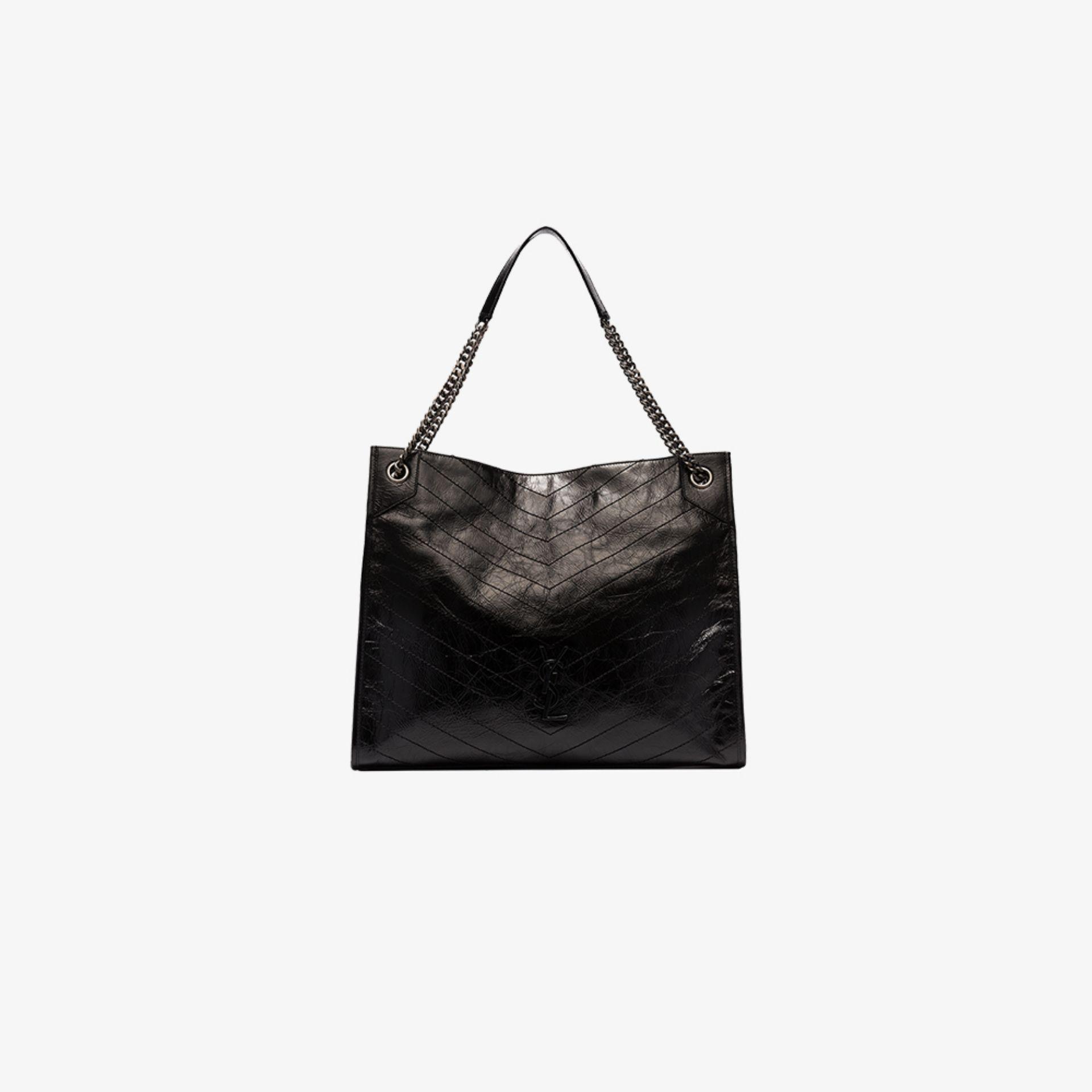 Saint Laurent Niki Medium YSL Crinkled Calf Shopper Tote Bag