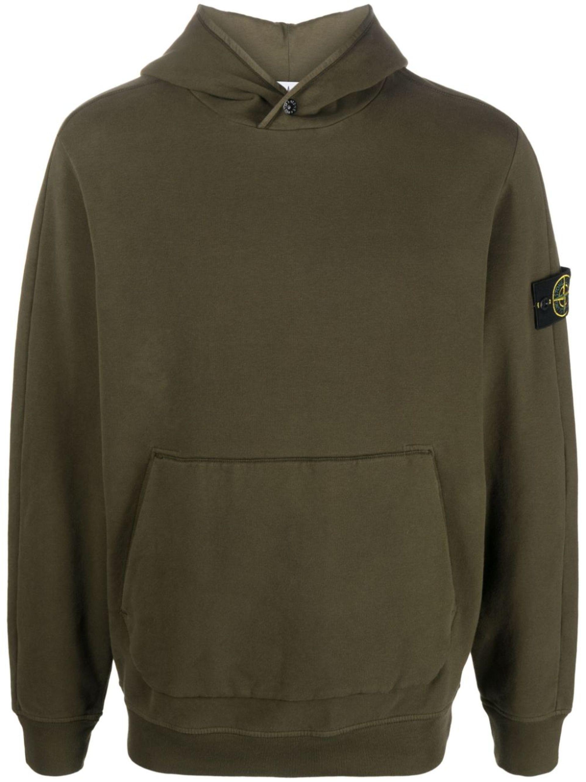 Stone Island Logo-patch Hoodie in Green for Men | Lyst