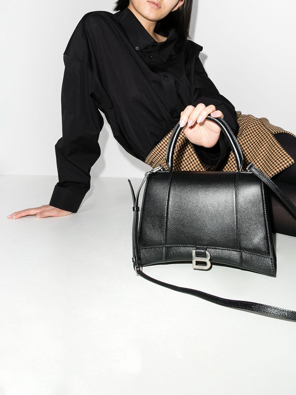 Balenciaga Hourglass Medium Leather Top Handle Bag in Black | Lyst