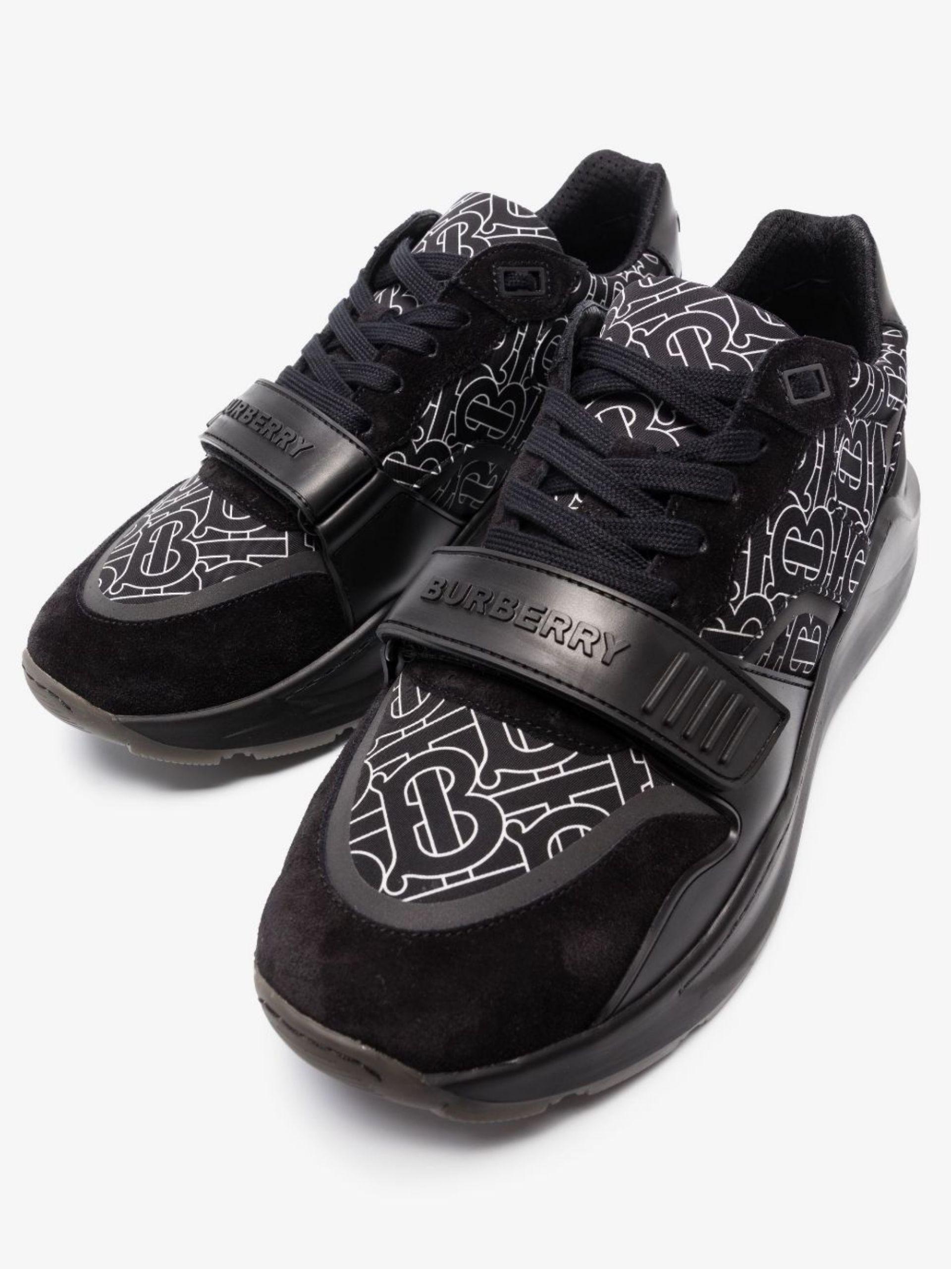 Burberry Black Monogram Print Low-top Sneakers for Men | Lyst