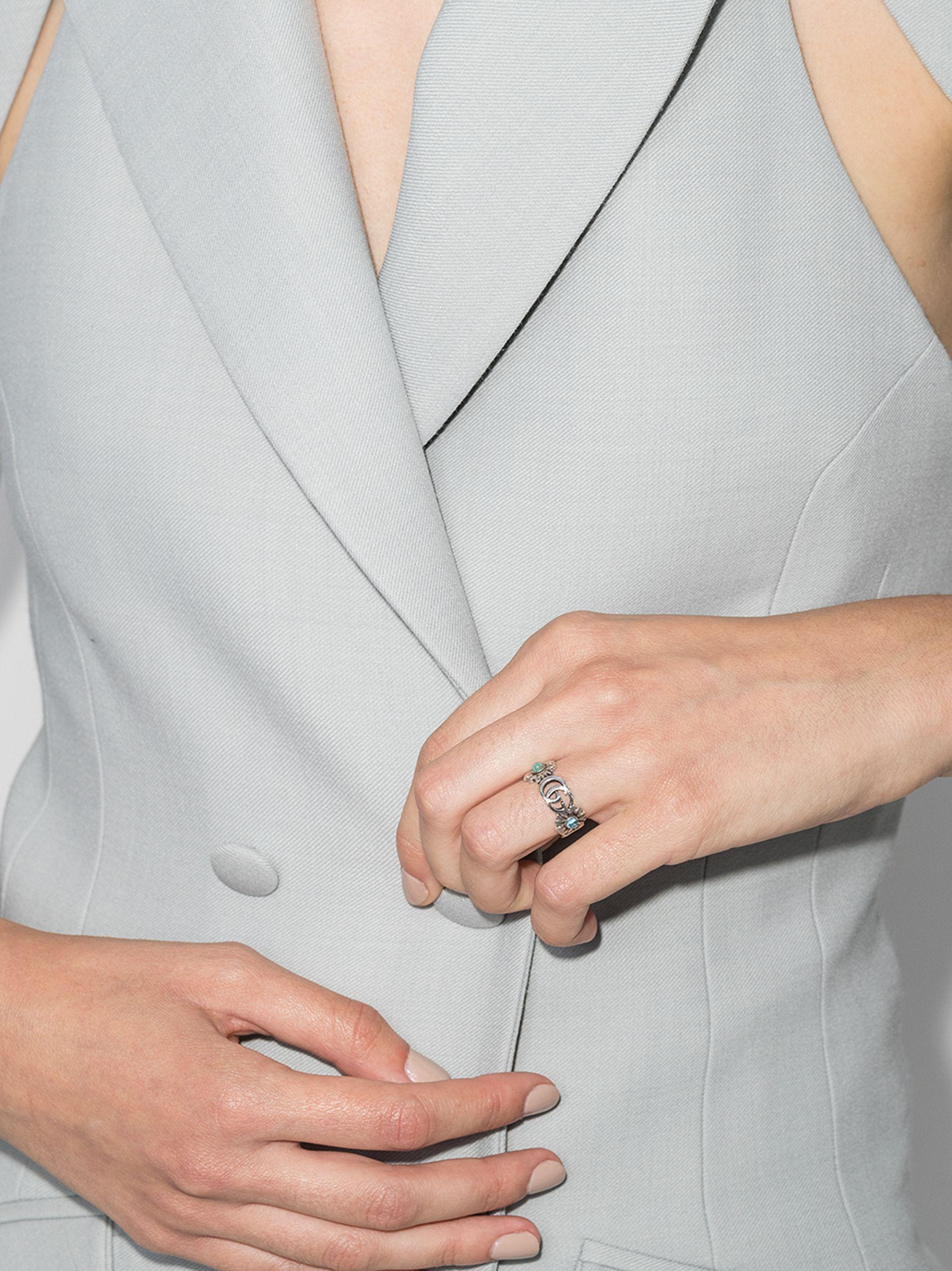 Gucci Double G Flower Ring in Silver 