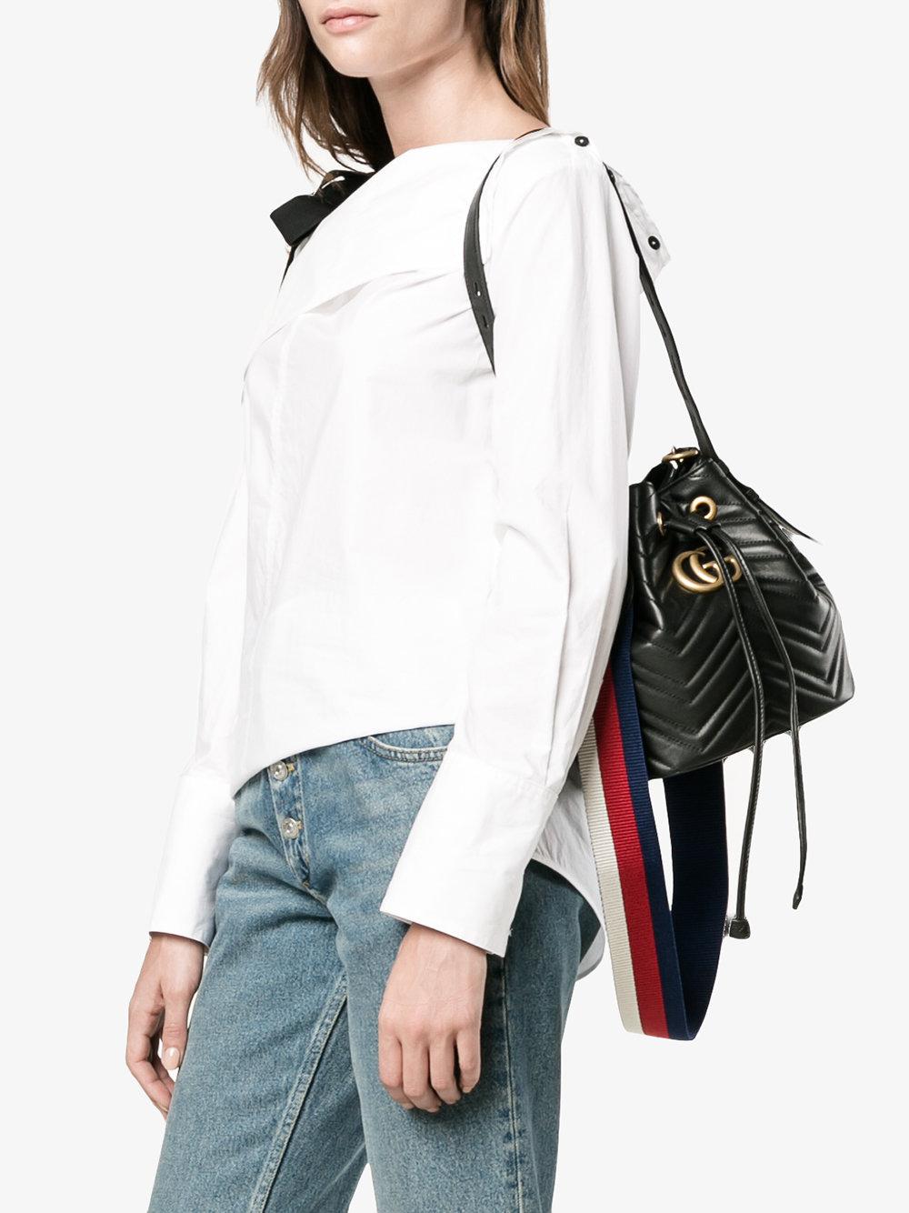 Gucci Canvas Marmont Mini Bucket Bag in 