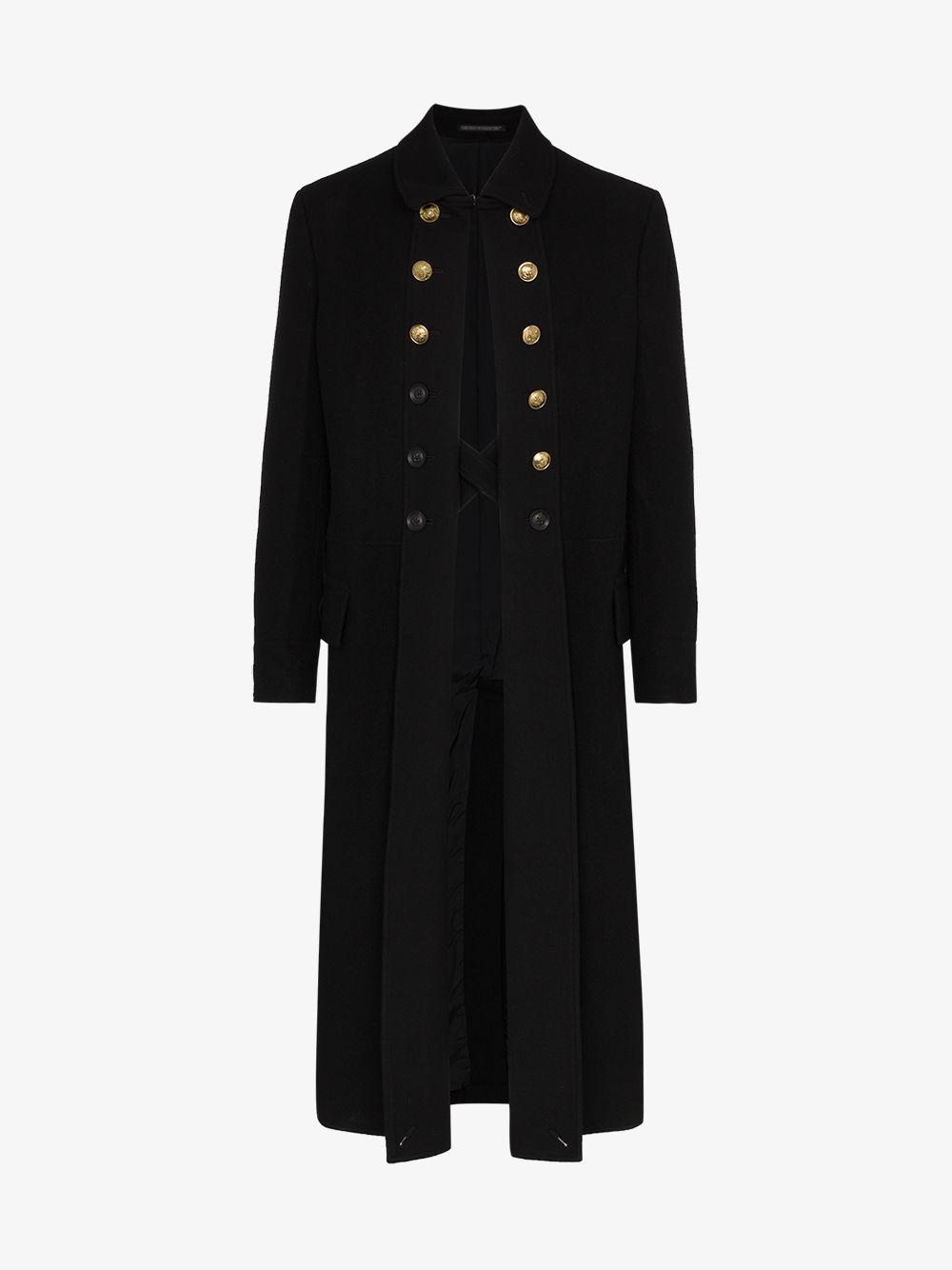 Yohji Yamamoto Wool Military Long Coat in Black for Men Lyst