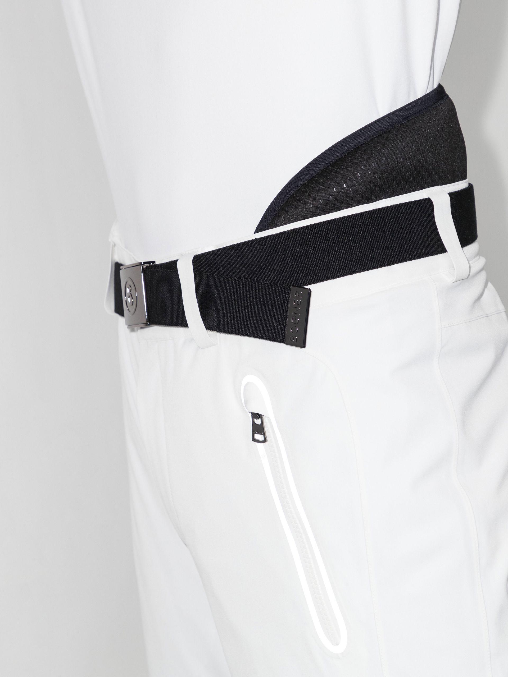White TIM2-T belted ski trousers, Bogner