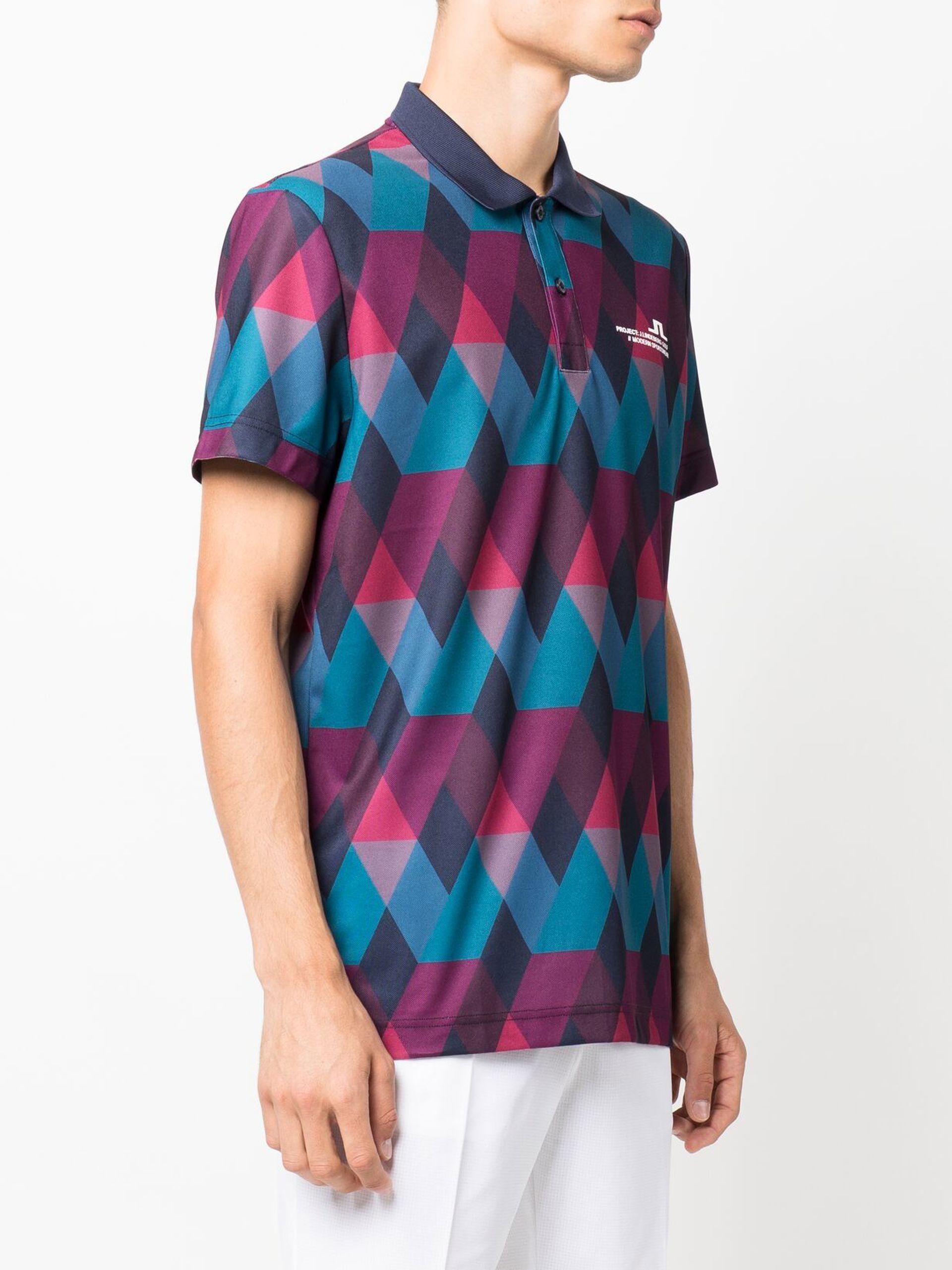 J.Lindeberg Parker Argyle Print Golf Polo Shirt in Blue for Men | Lyst