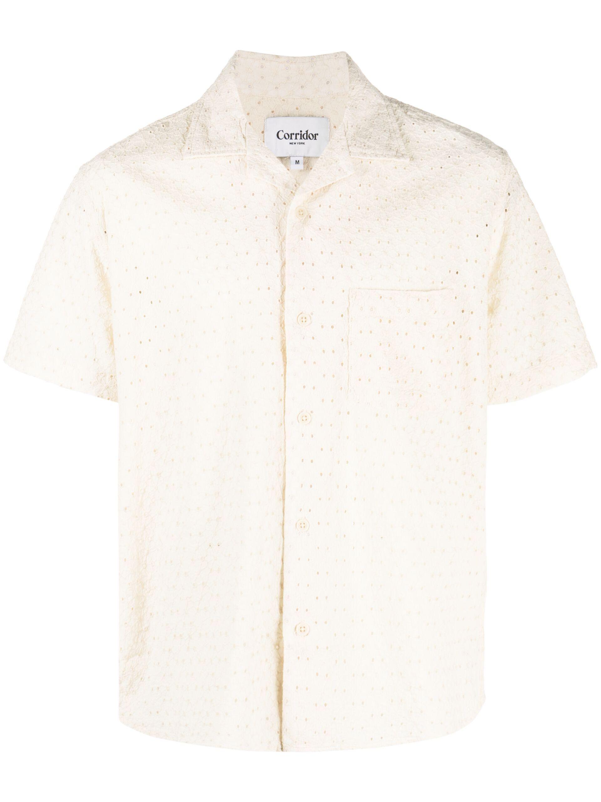 Corridor Striped Seersucker Short Sleeve Shirt - White