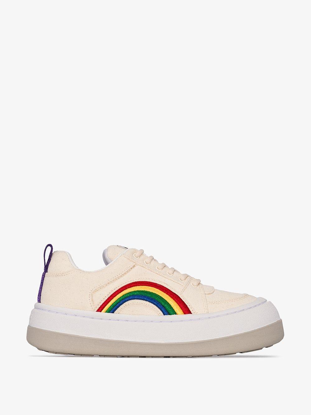 Eytys Cream Sonic Rainbow Embroidered Canvas Low Top Sneakers - Lyst