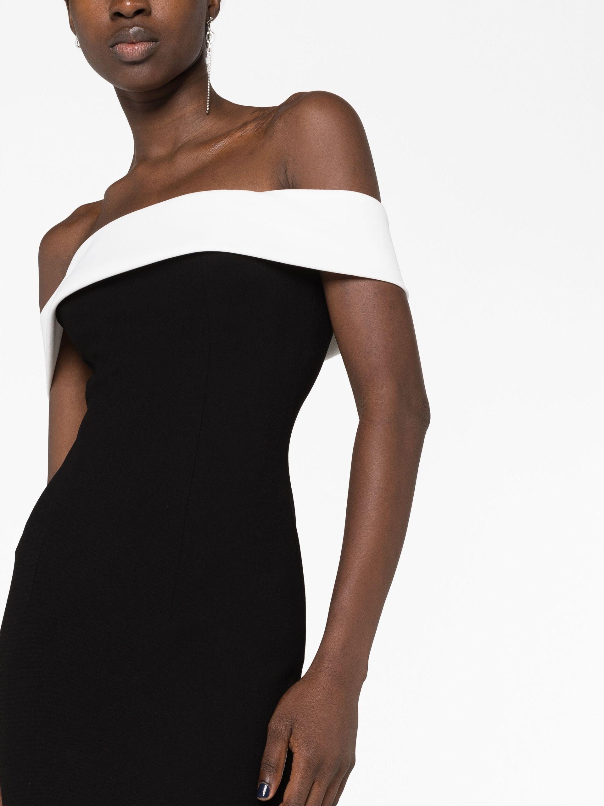 Monot Colour block Off shoulder Maxi Dress in Black Lyst UK