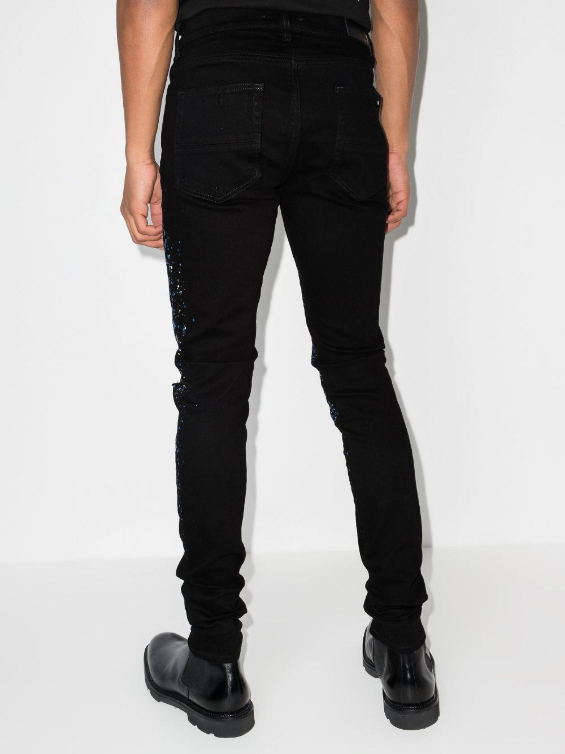 Amiri Glitterstripe Slimfit Skinny Jeans In Black For Men