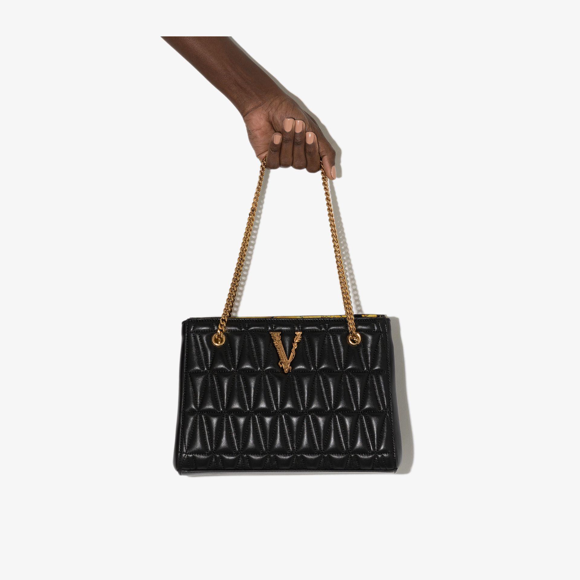 Versace Virtus Quilted Leather Tote Bag in Black Lyst