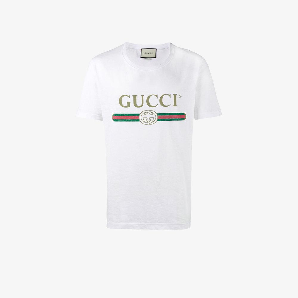 Gucci Fake Logo T-shirt in White for Men | Lyst