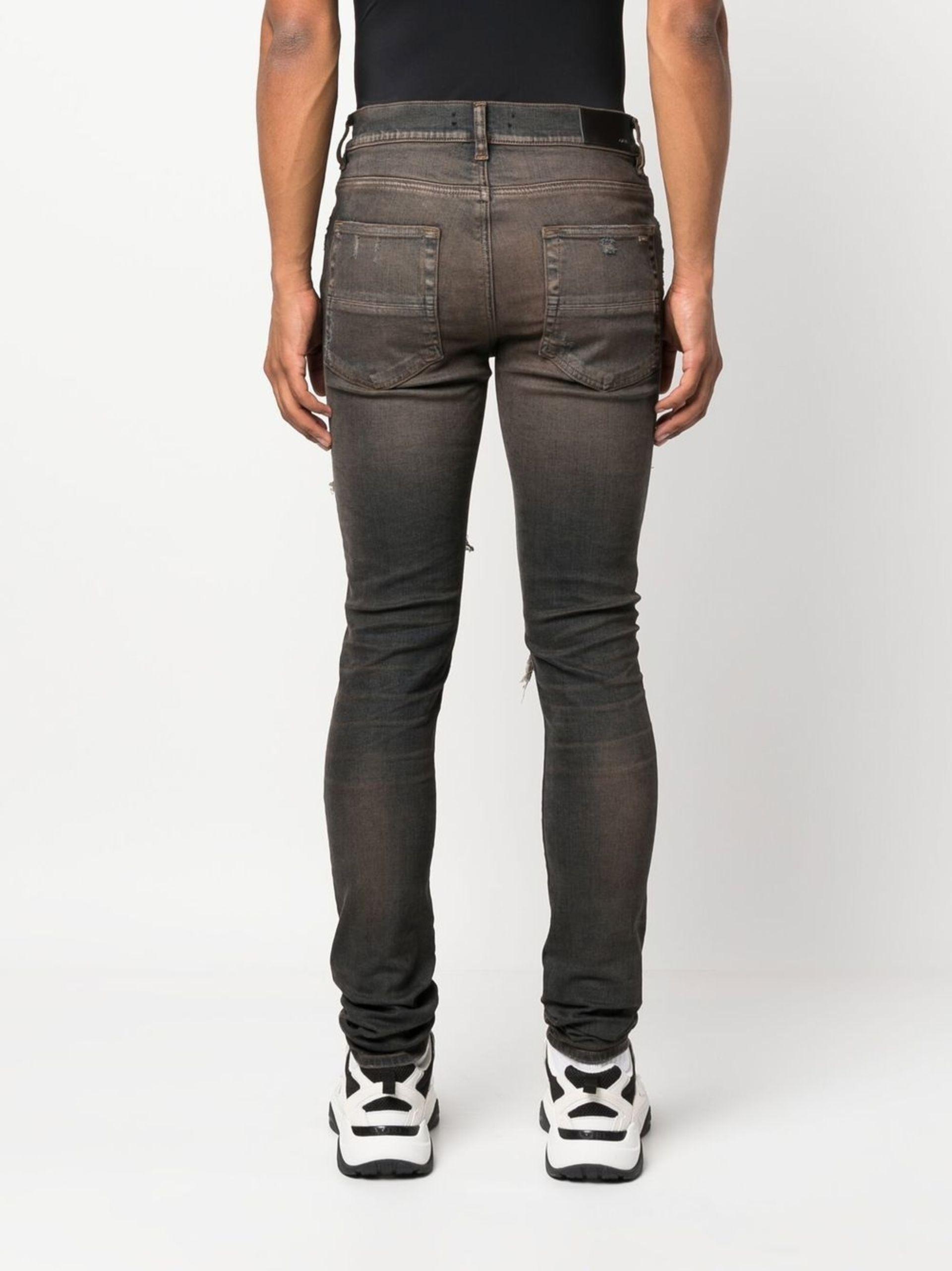 Amiri Thrasher Distressed Skinny Jeans in Gray for Men | Lyst