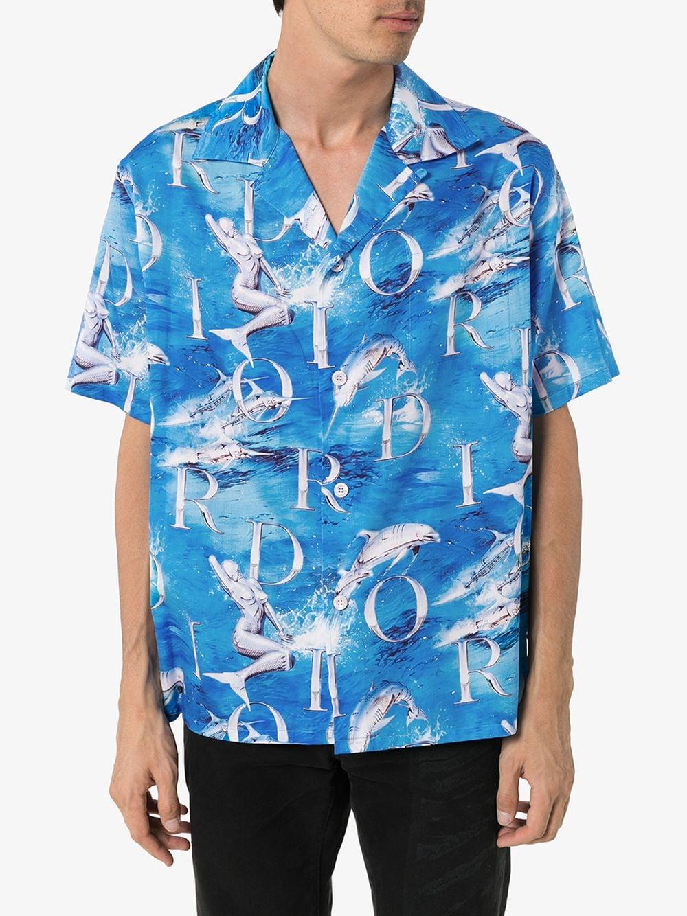 Dior Homme Dolphin Print Shirt in Blue 