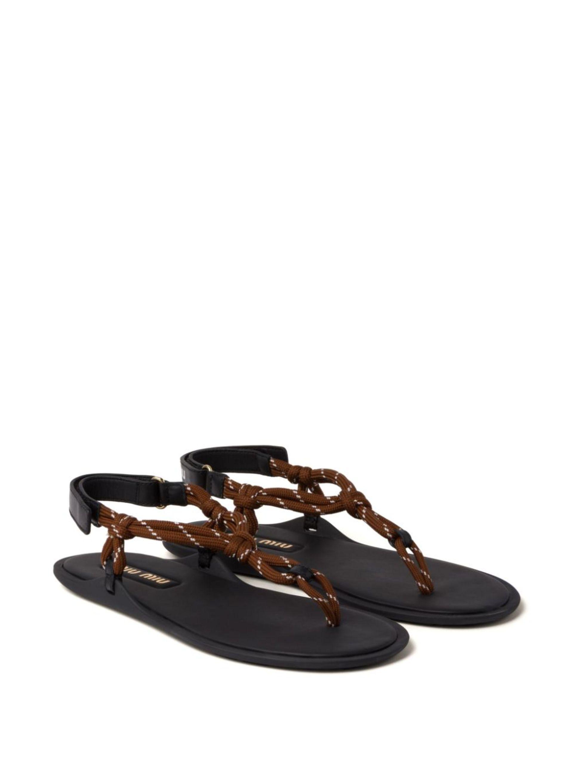 Miu Miu Cord Riviere Sandals in Black | Lyst