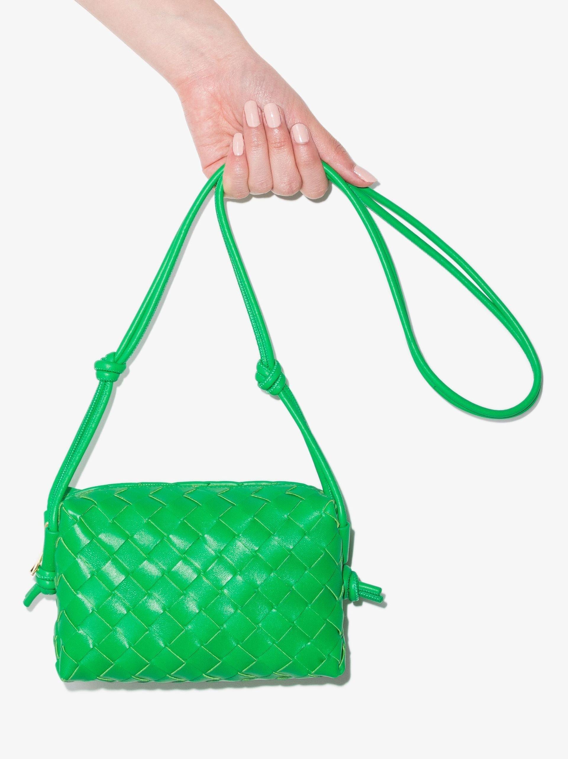 Bottega Veneta Loop Leather Cross Body Bag in Green