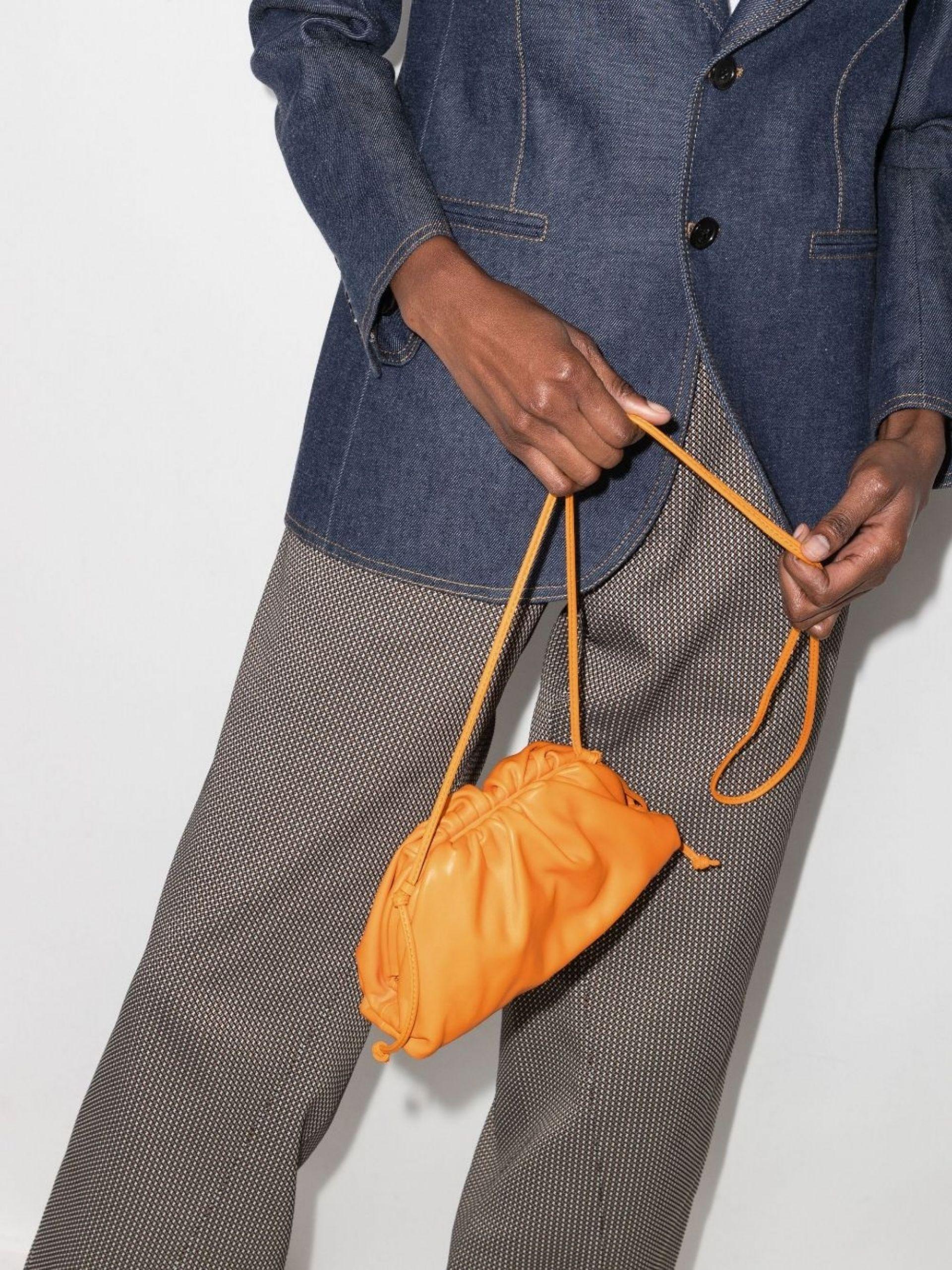 Bottega Veneta Mini Pouch Leather Clutch Bag in Orange