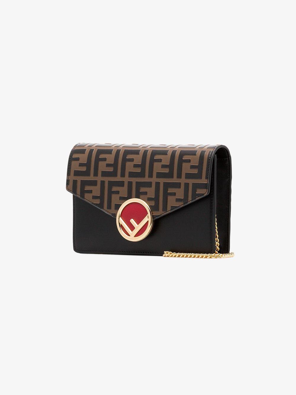FENDI Wallet on Chain Black Leather Mini Bag