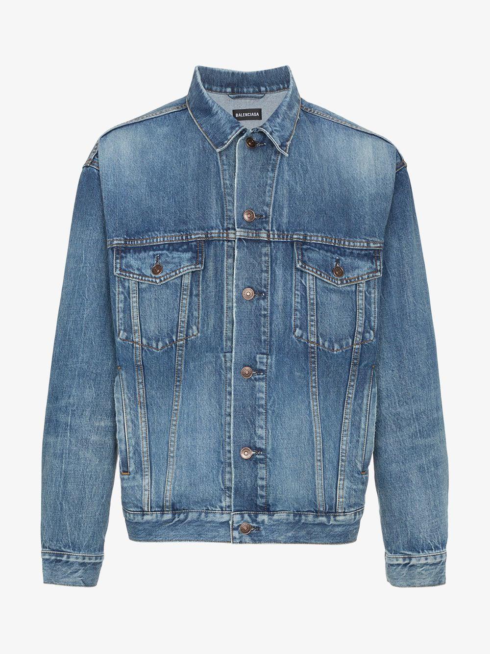Balenciaga Embroidered Bb Mode Denim Jacket in Blue for Men | Lyst